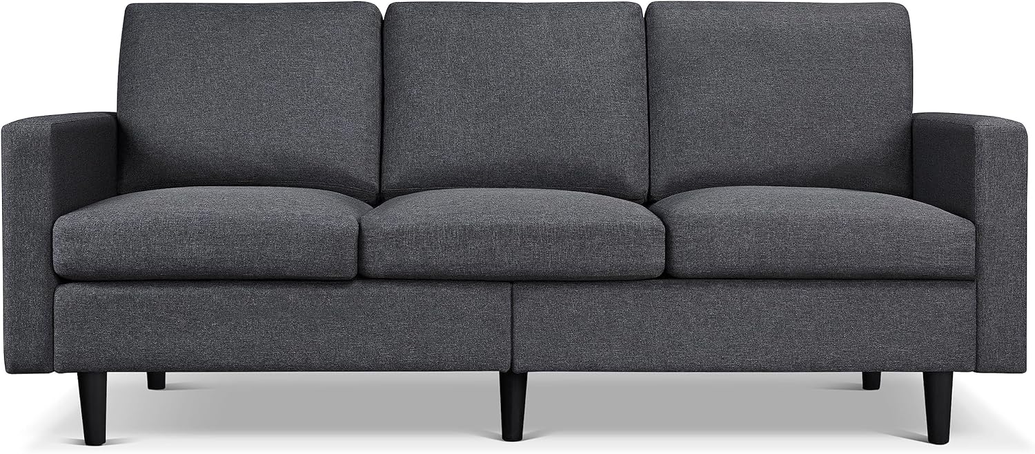 Yaheetech Contemporary Sofa 78.5 inch W 3-Seatyer Sofa Couch with Tufted back Cshion Linen fabric Upholstered Loveseat for living room Bedroom Grey (Box 1 of 2 Only)