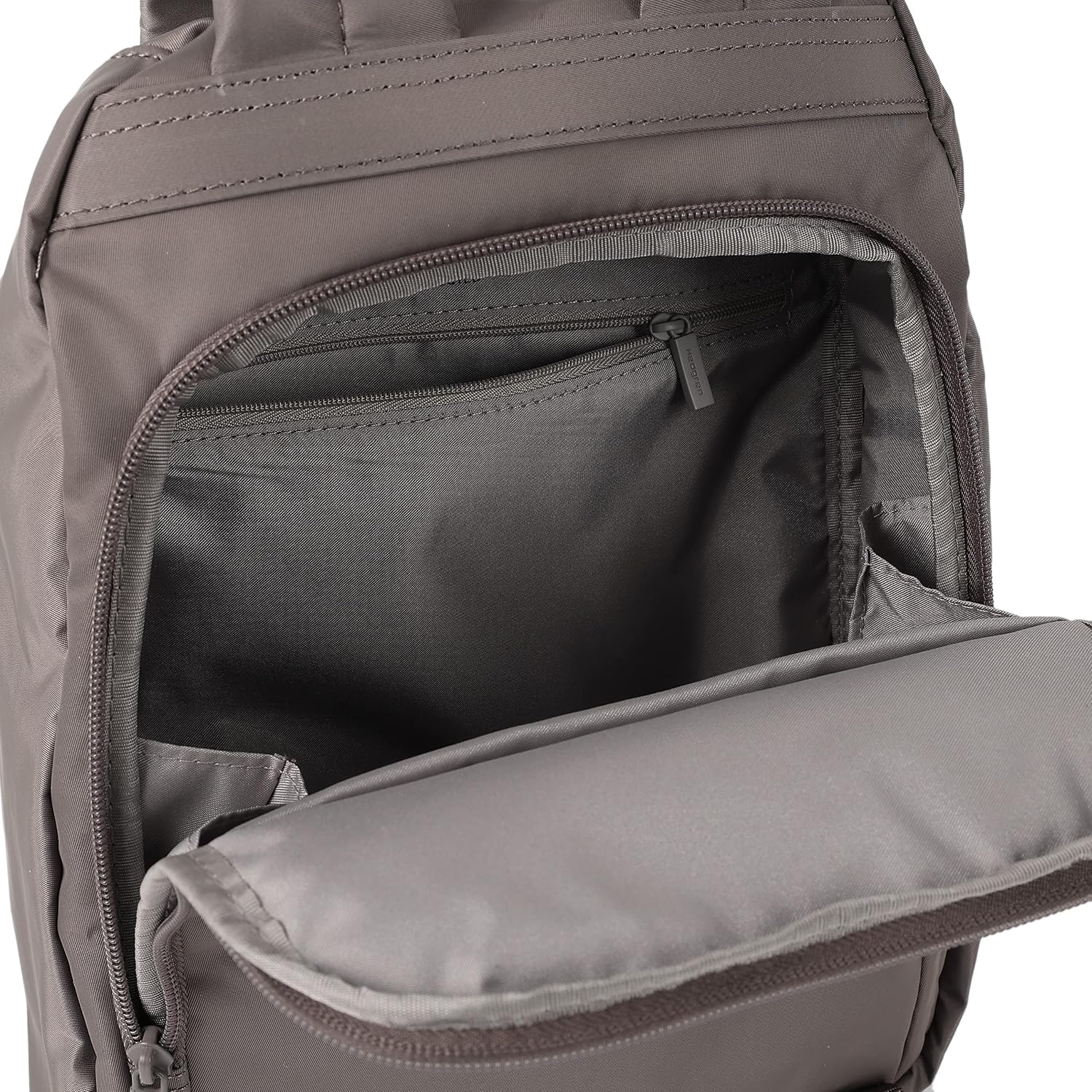 Hedgren VOGUE SMALL Backpack – Rear Zip Main Access, Padded Tablet Pocket, RFID-Blocking Security, Adjustable Straps & Water-Repellent Nylon - 5.86 L (Sepia)
