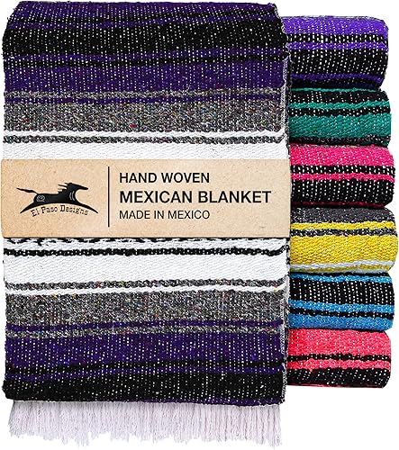 Miniatura 11 de El Paso Designs – Manta mexicana de yoga – 51 x 74"– Colorida manta de estudio mexicano Falsa – ideal para yoga, camping, picnic, playa manta