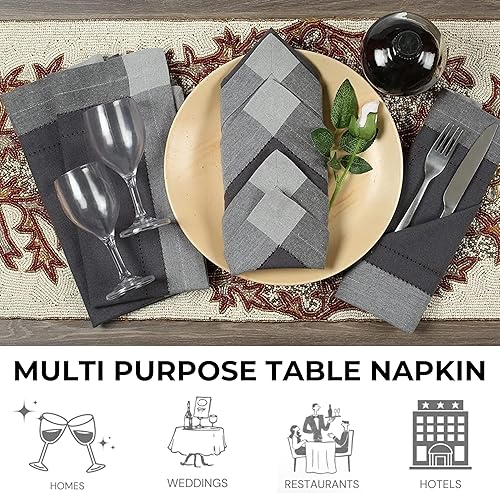 Miniatura 128 de Servilletas de lino y algodón de 18 x 18 pulgadas natural con vainica, servilletas de boda, servilletas de cóctel, servilletas de tela, servilletas