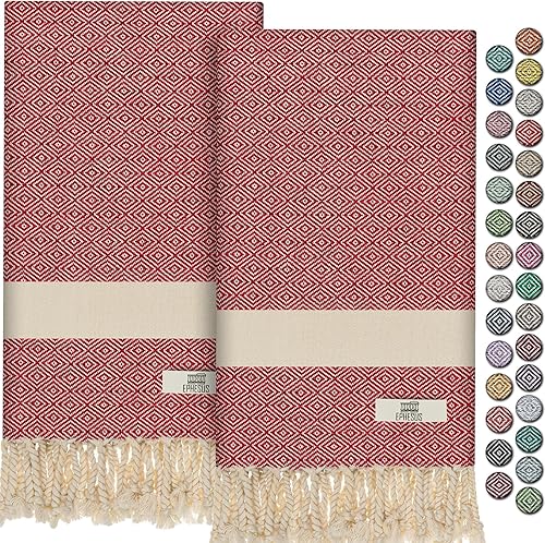 Miniatura 15 de Toallas de mano – Juego de 2 18" x 30" – Toalla de mano turca decorativa para baño, cocina, invitados, cara, cabello, té, paño de cocina