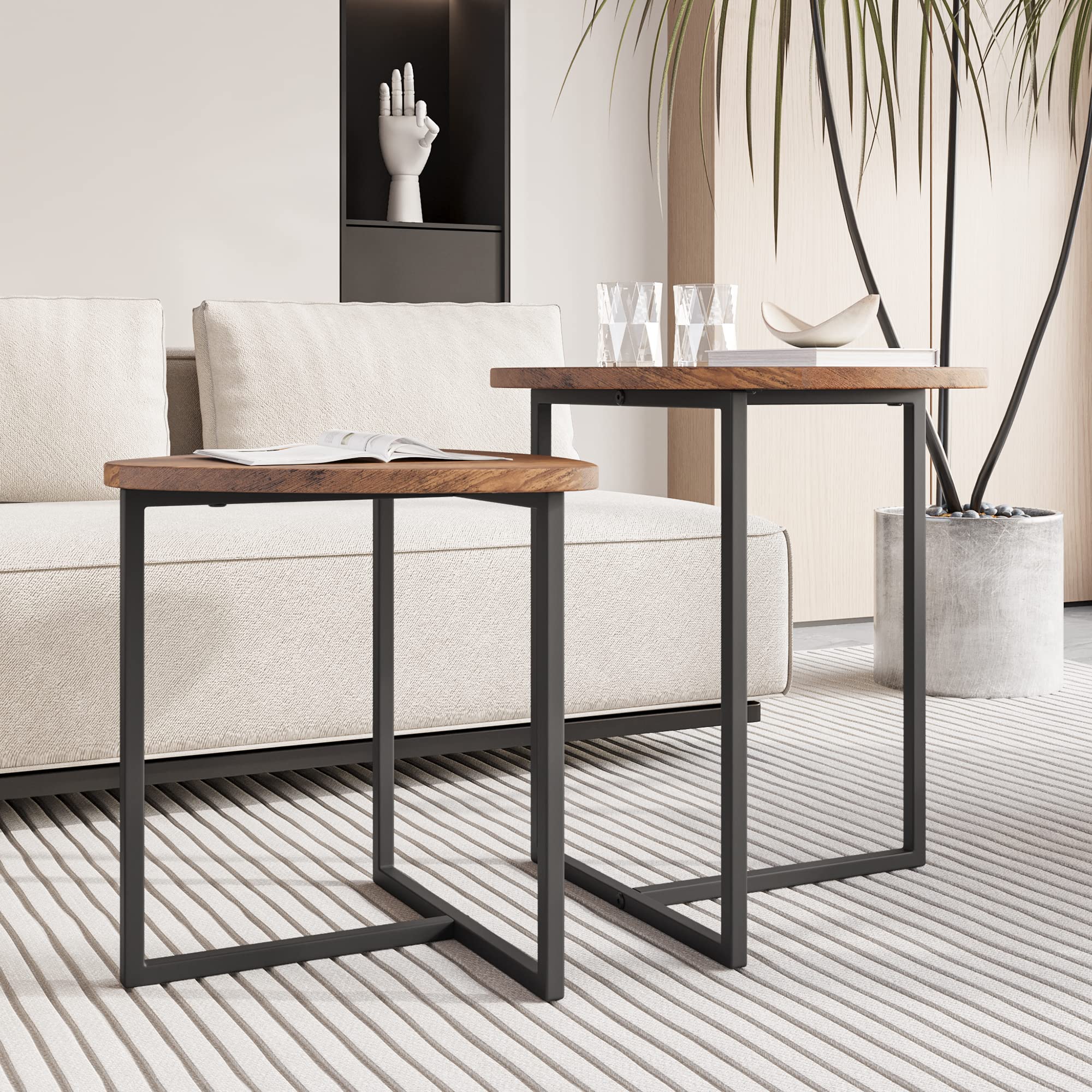Tavolino Da Caffè In Legno Tribesigns, Tavolino Da Tè Rettangolare Rustico Da 120 Cm Con Gambe In Metallo Per Soggiorno Divano Casa Facile Da Montare Marrone E Nero 90357325