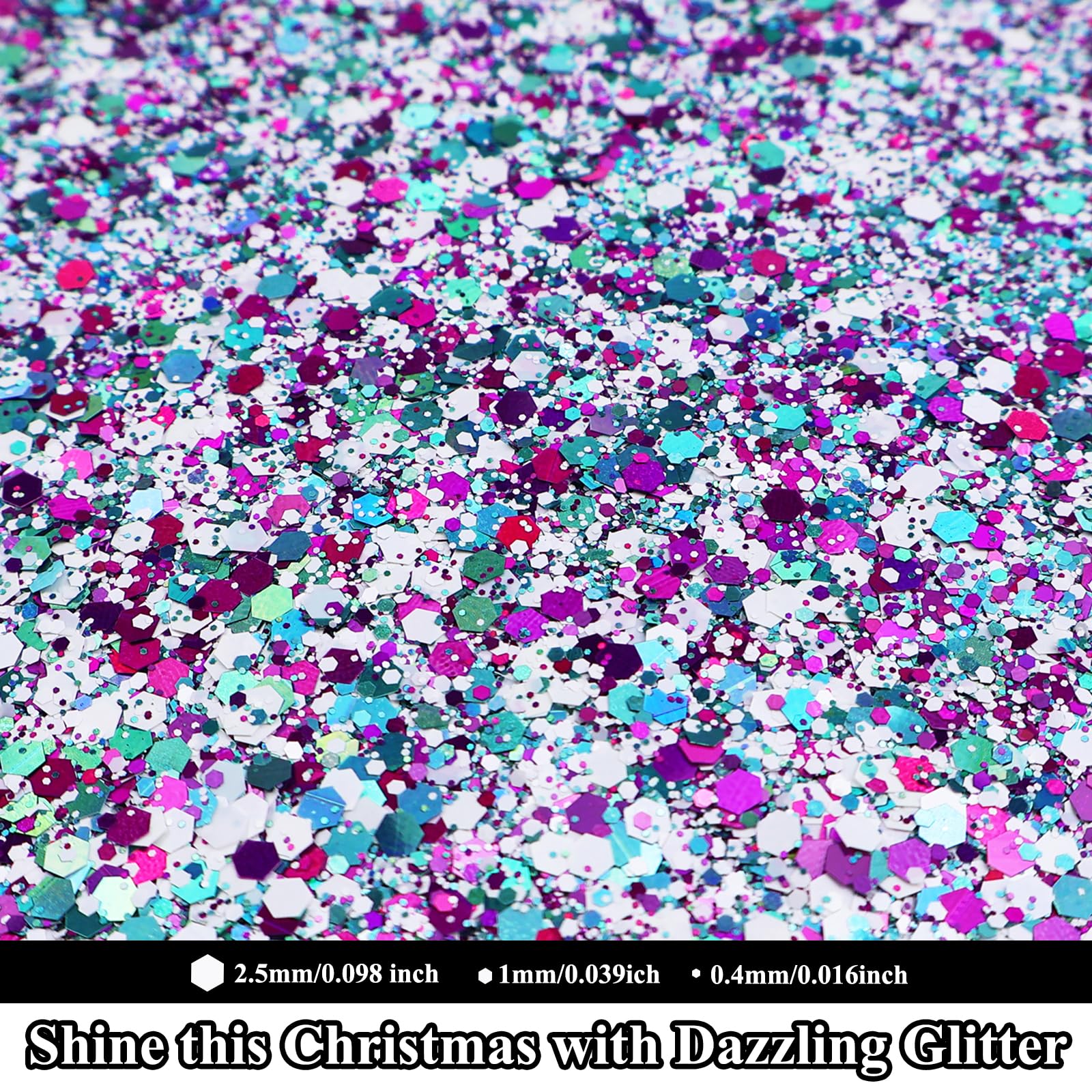 Christmas Chunky Glitter Epoxy Resin Flake Sequin Glitter for Crafts Resin Tumbler Keychain Jewelry Making, Sparkle and Shine with Chunky Glitters for DIY Art,Jewelry Making (CMC03-50G)
