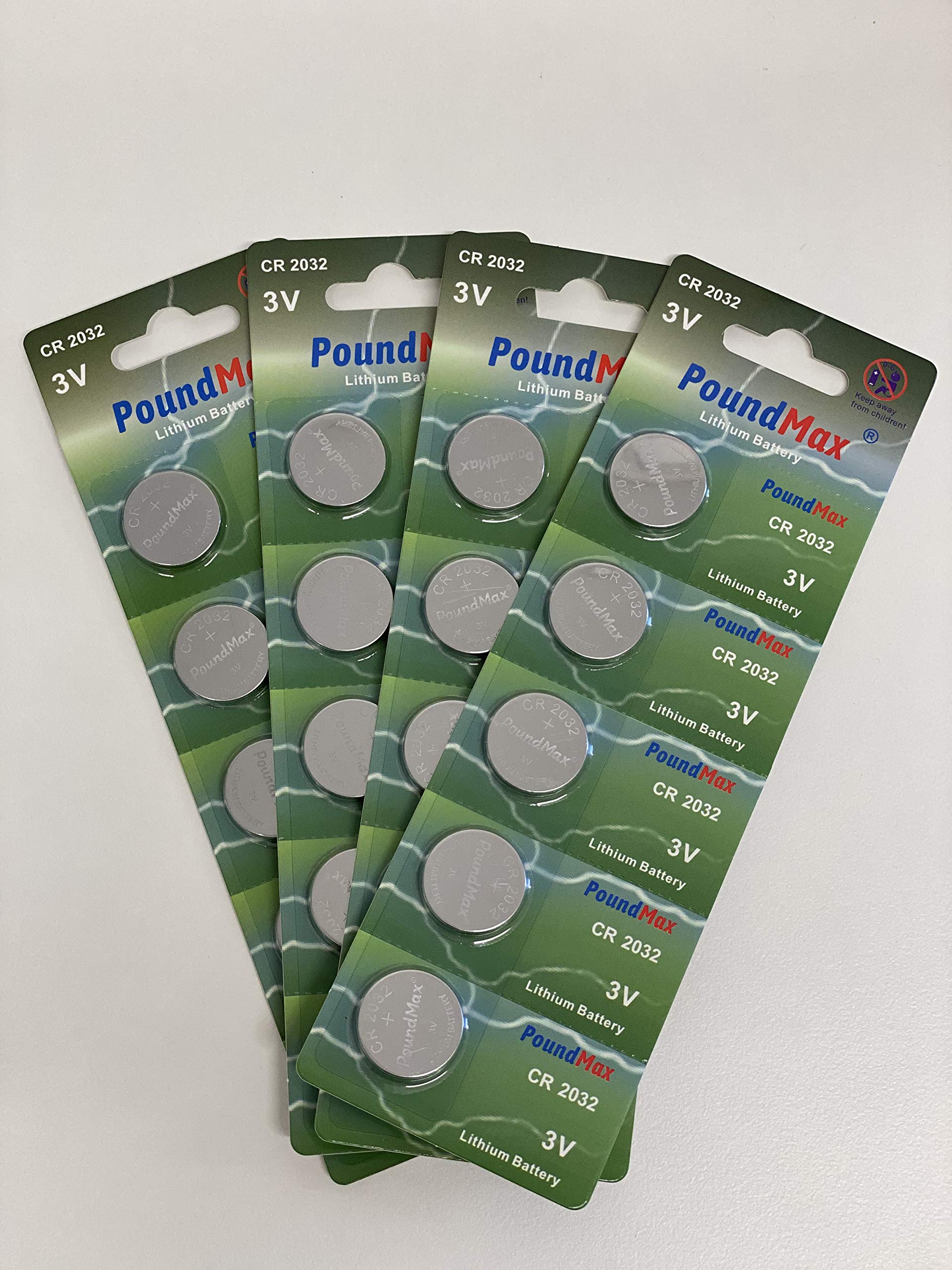 Poundmax Ogniwo Guzikowe CR2032 3V Litowe Baterie, 10 Sztuk