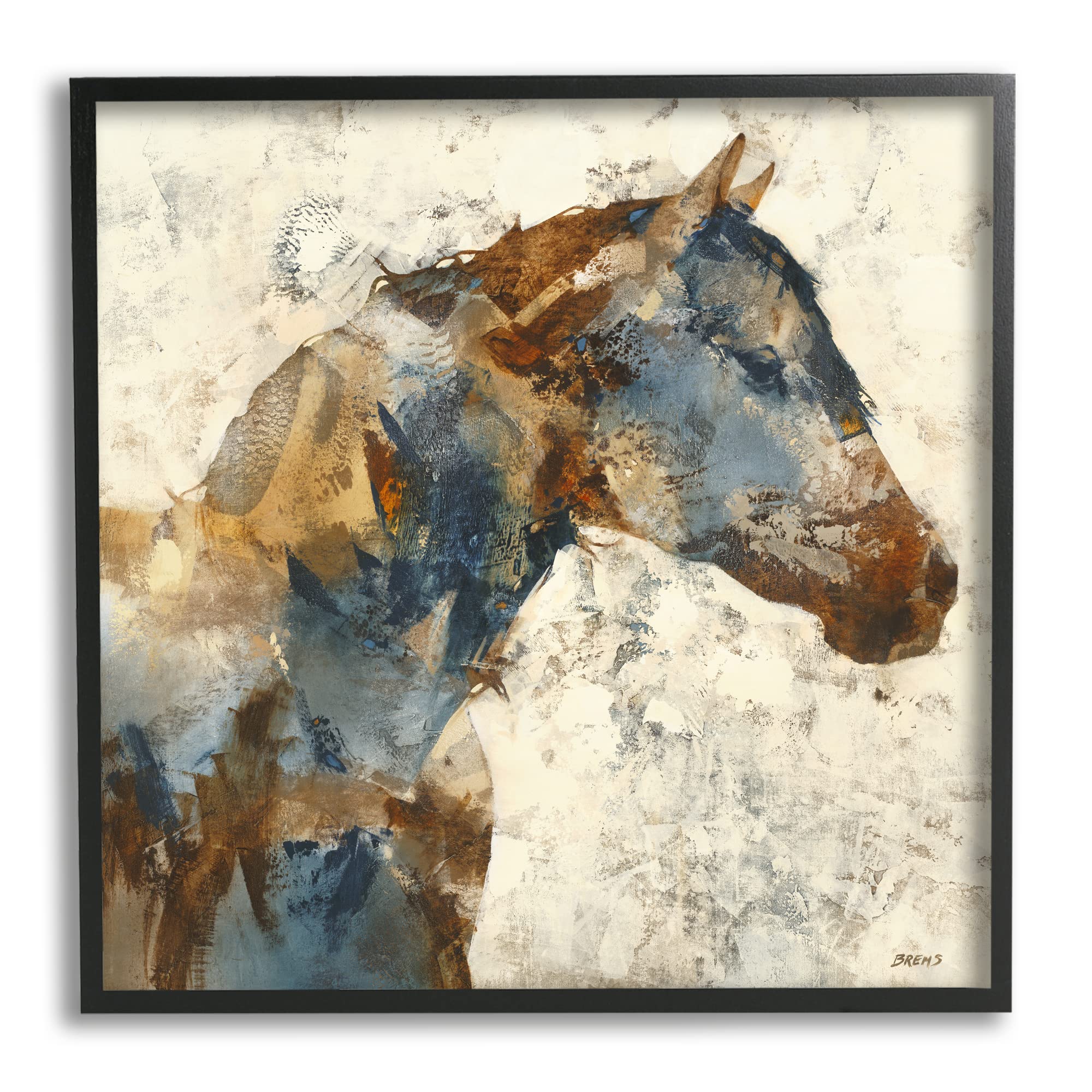 Stupell Industries Abstract Horse Layered Blocked Strokes Earth Tones Framed Wall Art, Design By Scott Brems