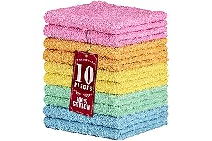 DecorRack 10 Pack 100% Cotton Washcloths for Showering