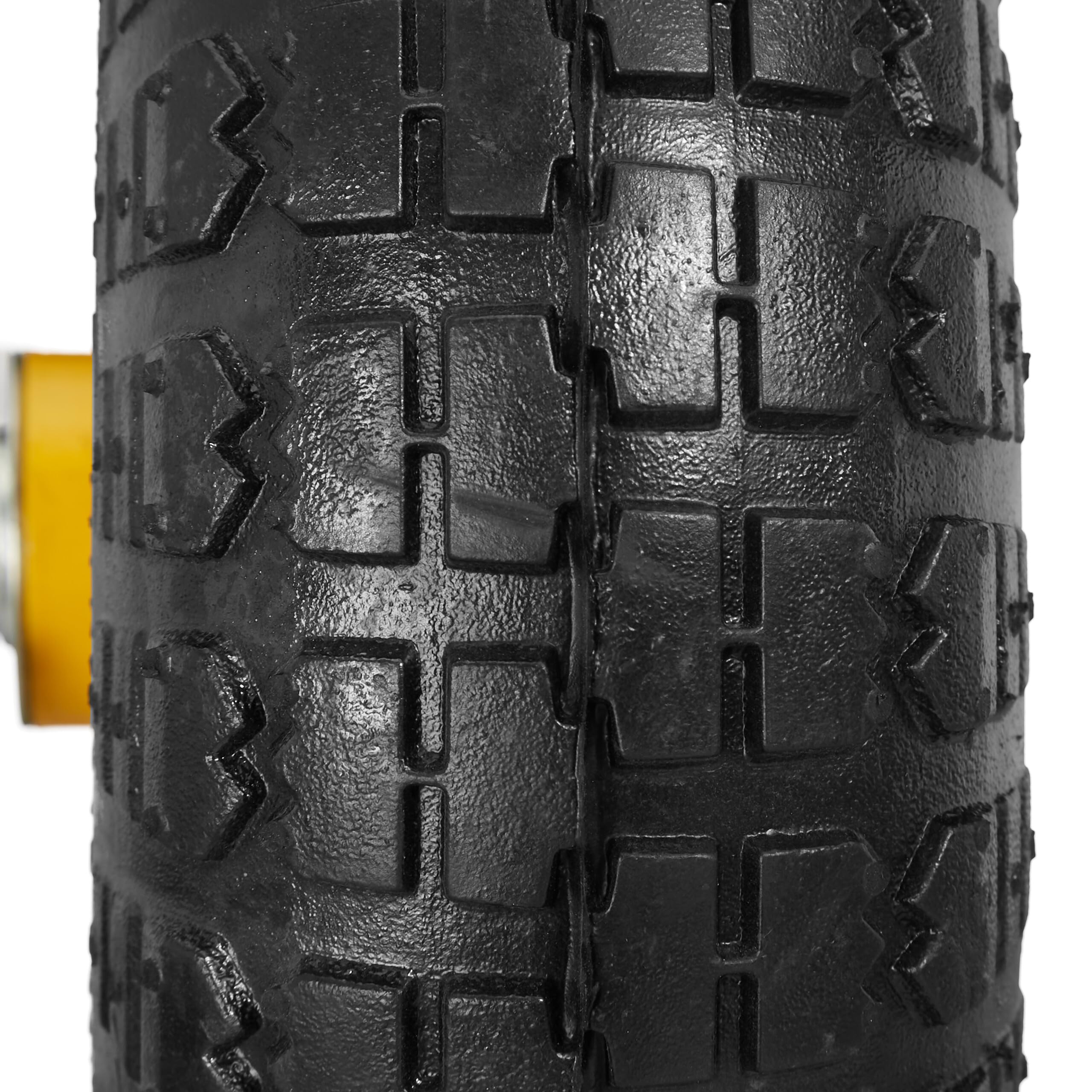 Relaxdays 4 Ruedas de Carro, 4.10/3.50-4, Neumáticas, Eje 16 mm, 136 kg, Llantas de Acero, 260 x 85 mm, Negro y Amarillo