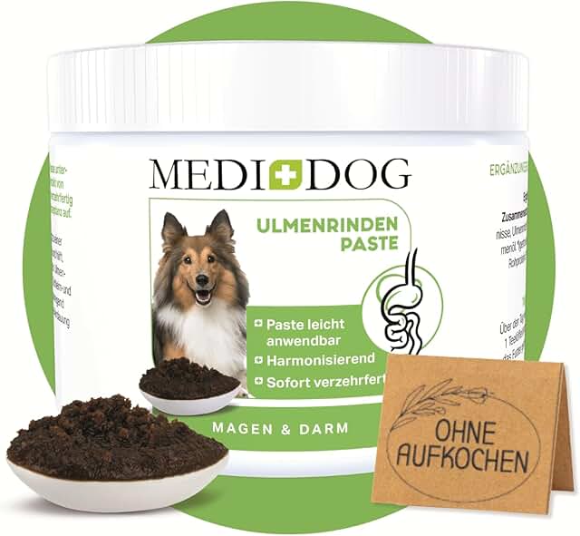 MEDIDOG 500g Premium Ulmenrinden Paste für Hunde sofort verzehrfertig ohne Zusatzstoffe | Bessere Verdauung, Bei Kotfressen, Sodbrennen, Durchfall, Slippery Elm Bark | In Deutschland hergestellt product image