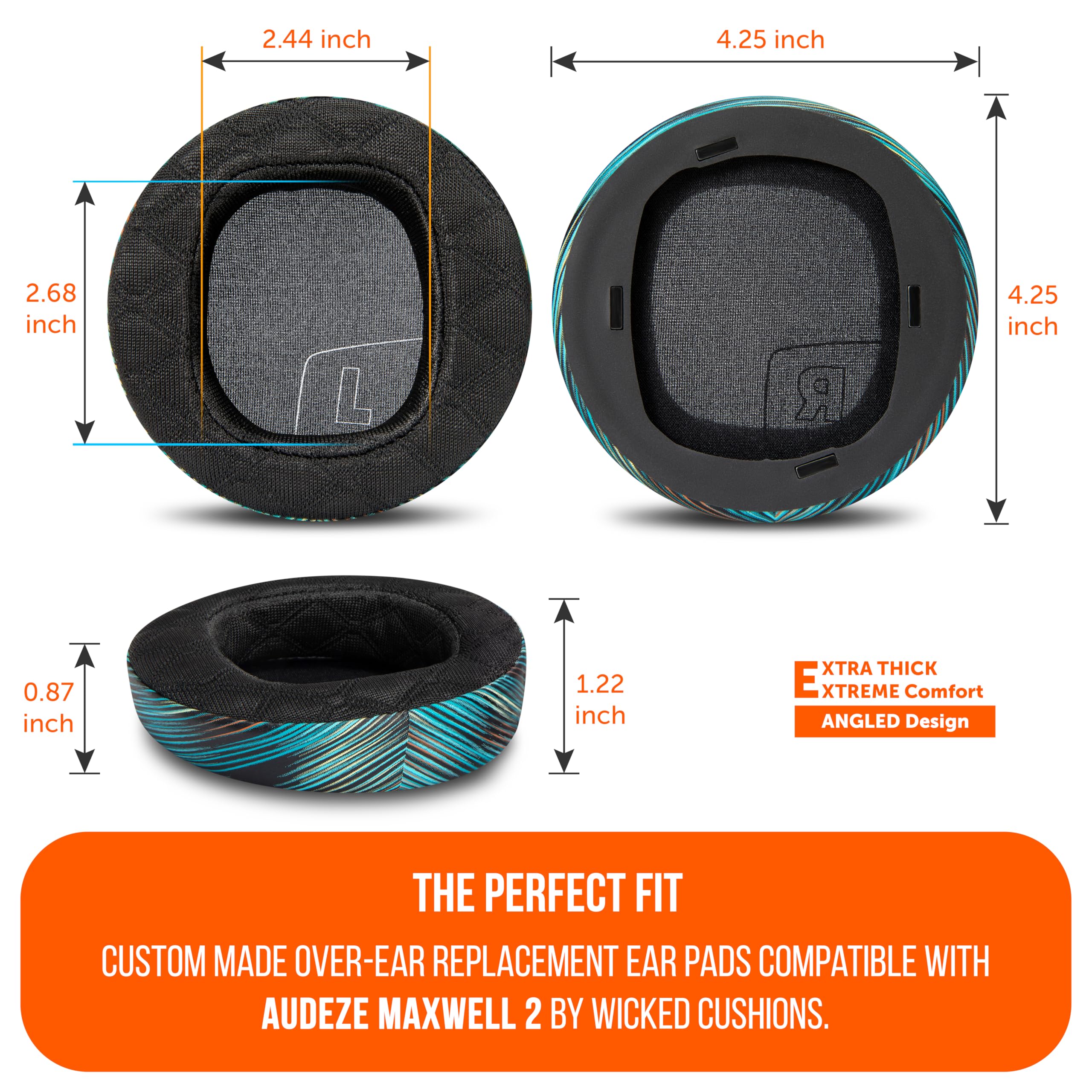 WC Mod Kit Maxwell 2 - Almohadillas de Gel refrescante + Diadema de Silicona Extra Ancha + Placas de Altavoz magnéticas Compatible con Audeze Maxwell 2 de Wicked Cushions | La simulación