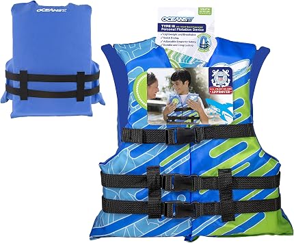 Aqua Oceans 7 Life Jacket for Kids - US Coast Guard Approved Life Vest for Infant, Child & Youth Boys and Girls, Open-Side PFD for Boating, Swimming & Water Sports