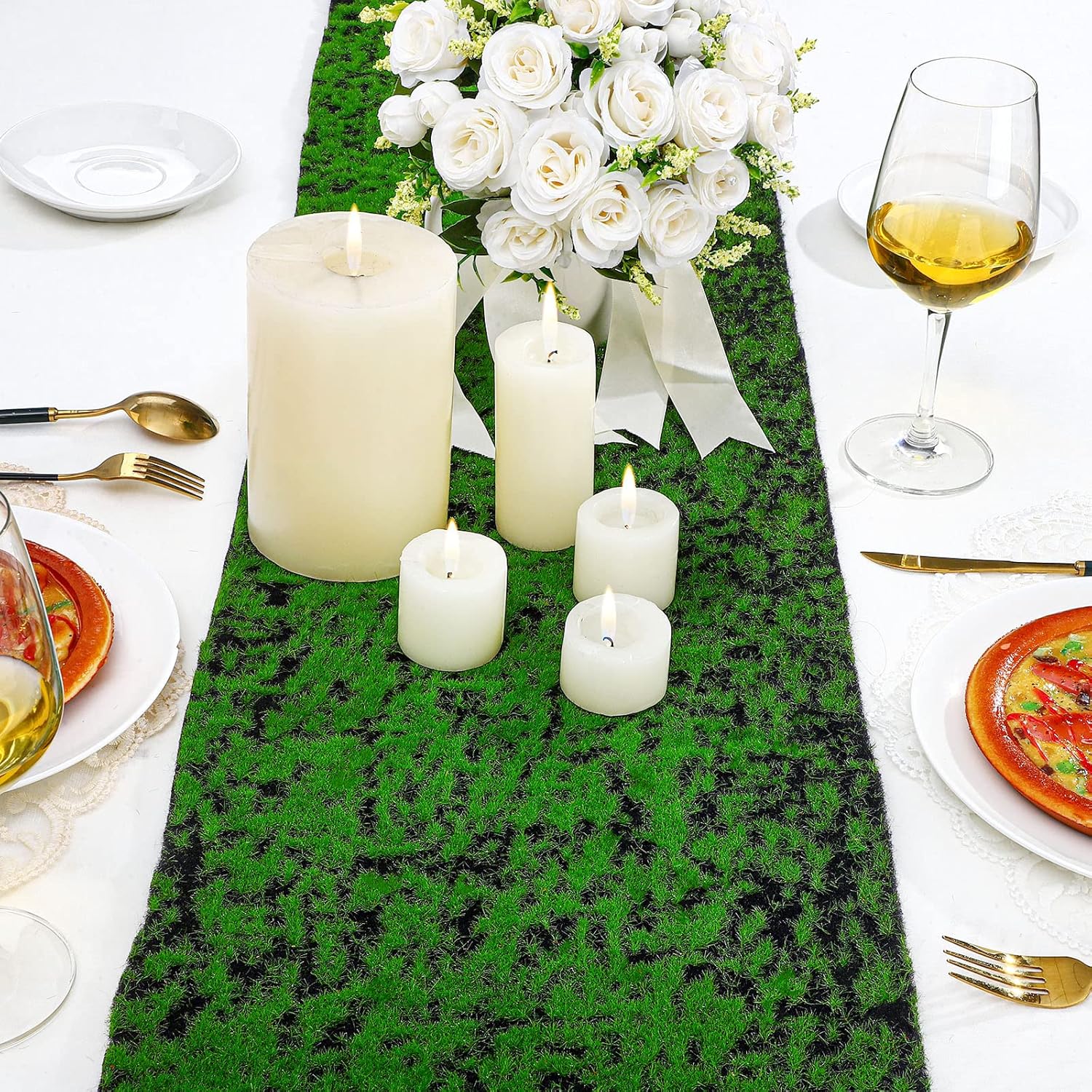 12 x 71 Inches Moss Table Runner Moss Mat Fake Moss