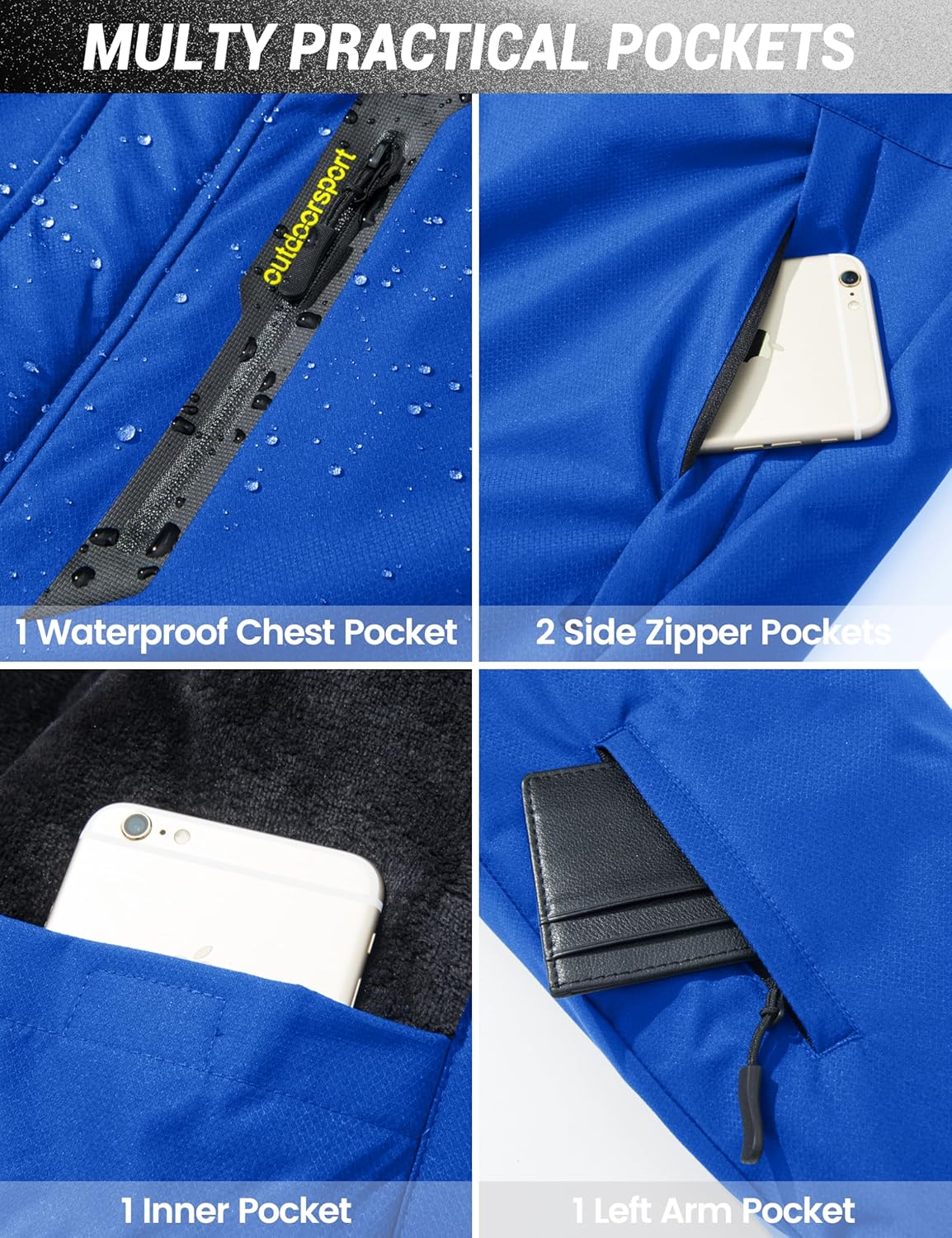 MAGCOMSEN Mens Winter Jacket Ski Snow Waterproof Jackets Warm Fleece Snowboard Coat Parka Raincoats with Multi-Pockets - Image 5