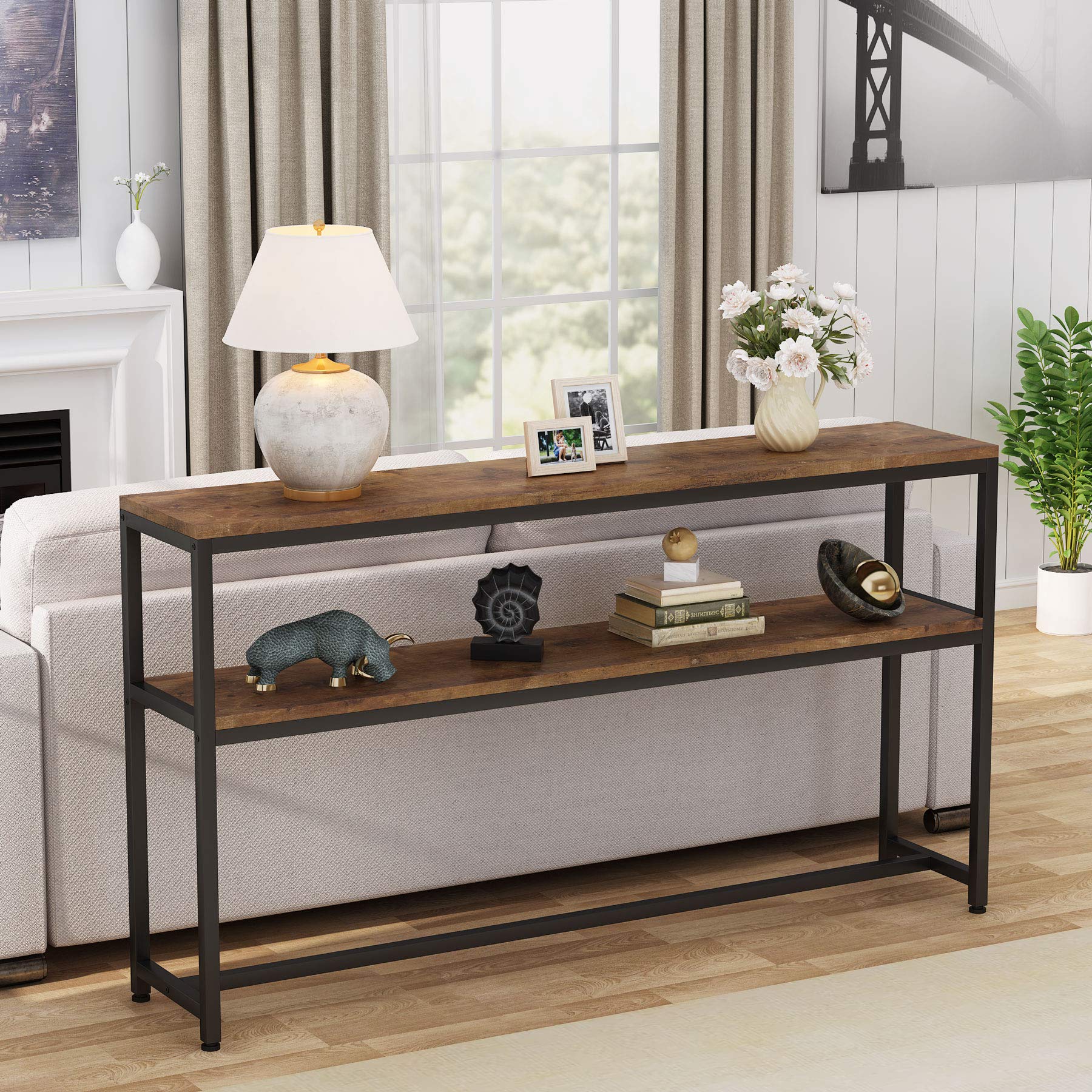Buy Tribesigns 70.9 inch Long Console Table, 2Tier Sofa Table Behind