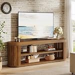 Tribesigns meuble TV pour téléviseurs jusqu'à 55 po, centre de divertissement de 47,2 po avec rangement ouvert à 2 niveaux et pieds ajustables, table console multimédia ovale pour le salon, la chambre, brun rustique