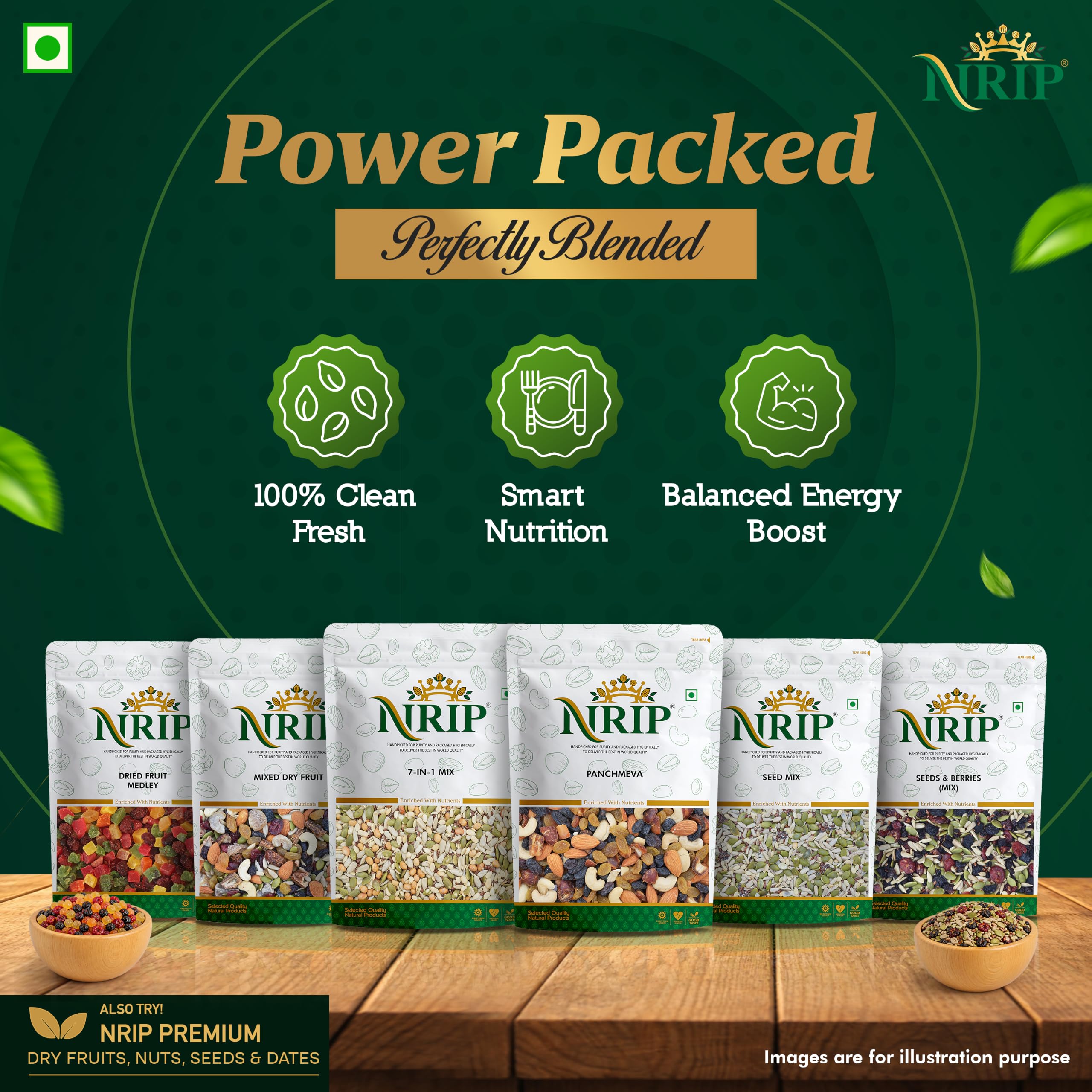 NRIP Premium Seeds Mix, 200g each Edible Seed I Healthy Diet Snacks, omega-3s,dietary fiber | 100% Natural I Chia,Pumpkin,Flax,Watermelon and Sunflower Seeds. 2