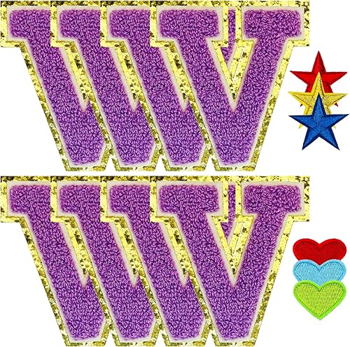 Miniatura 80 de Jongdari Letras termo-adhesivas para ropa, parche de letras de felpilla con brillantina del alfabeto, apliques para coser con adhesivo planchado, 8