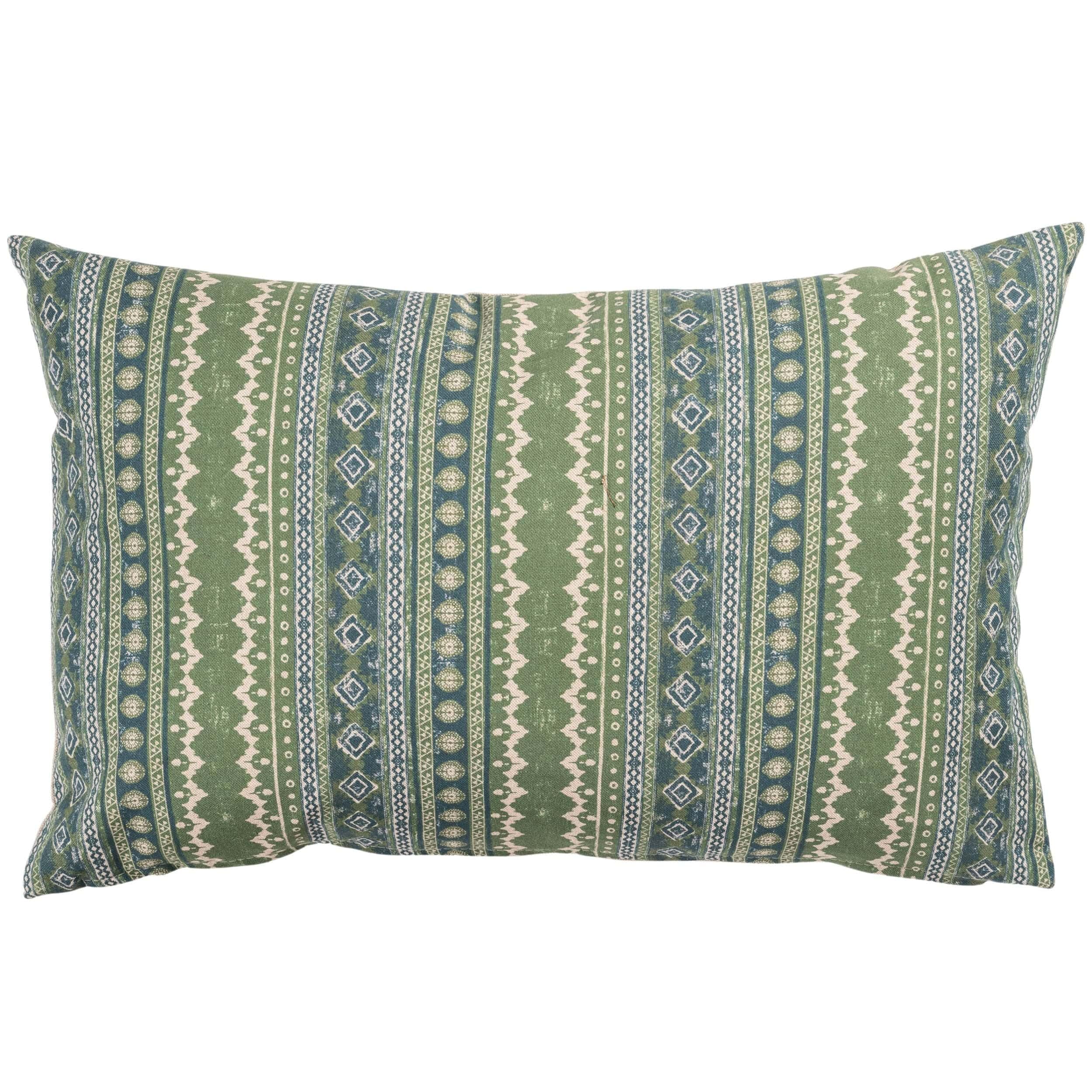 Linen Loft Aztec Trail XL Rectangular Cushion Cover in Indigo Blue and Green. Rustic Striped Geometric Design, Boho Theme. 23x15 XL Rectangular Cover Only