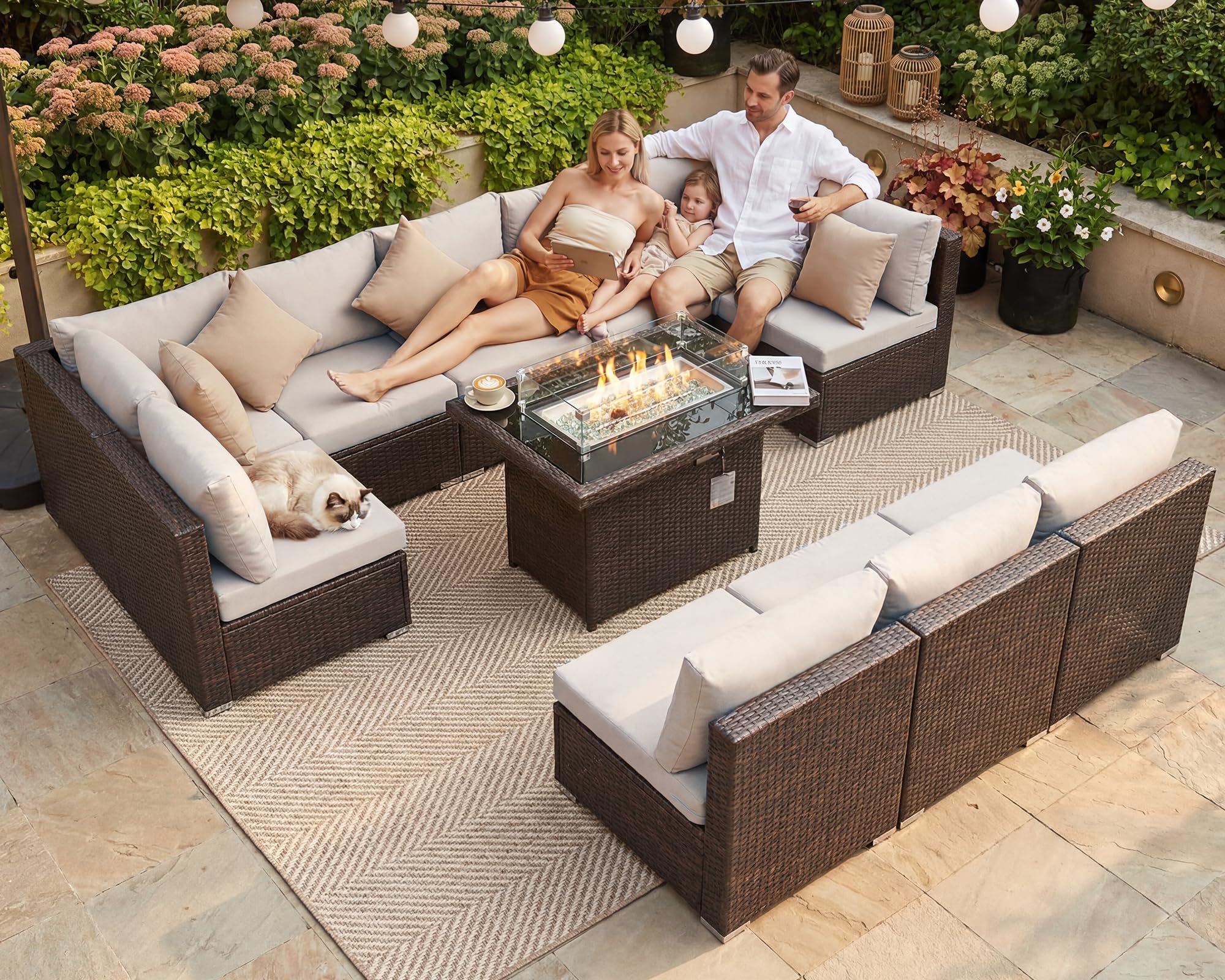 Amazon.com: NICESOUL 11 Piece Outdoor Furniture Set with Natural