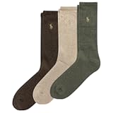 Men&apos;s Ribbed Casual Crew Socks -3 Pair Pack- Cotton Comfort & Heel-toe Reinforcement