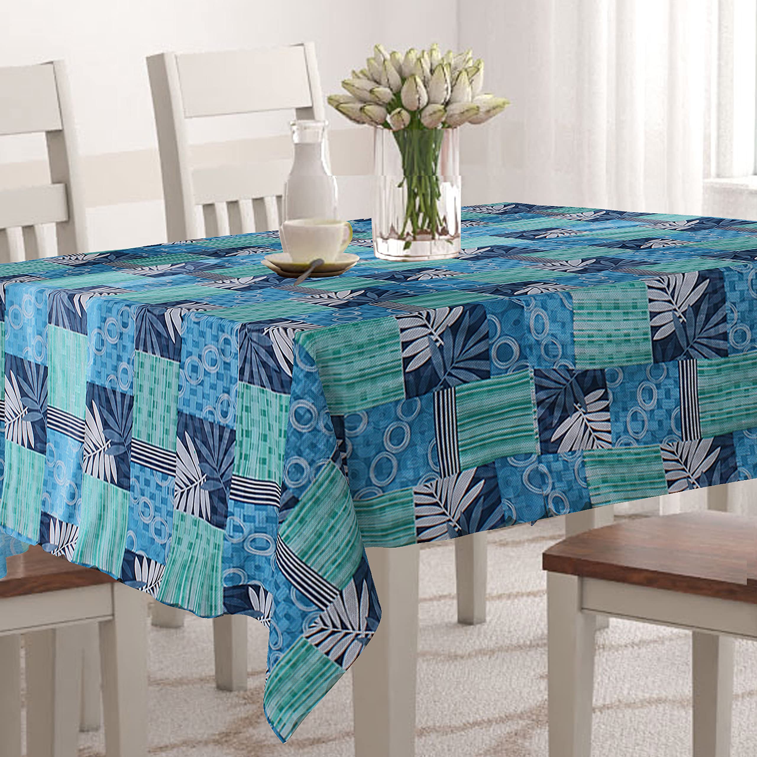 Wings Star Dining Table Cover for 6 to 8 Seater, 60 x 90 inch Size, Waterproof and Dustproof (Blue & Green, 60x90 inch- 6-8 Seater)-image-27