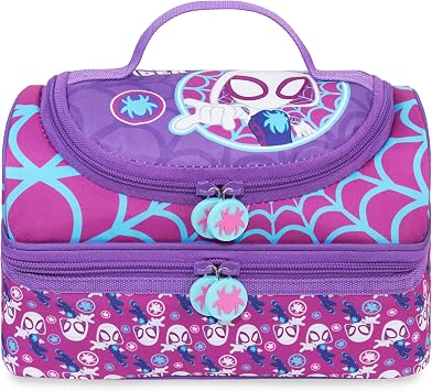 Get Trend Marvel Ghost Spider Girls Reusable Insulated Lunch Bag, Lightweight 3L Cooler Bag, Dual Compartment with Handle, Fits Kids Lunch Box for School, Picnic, Gifts for Girls (Multi Ghost Spider)