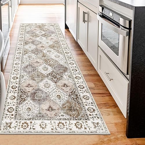 Miniatura 6 de HEBE - Alfombra de pasillo de 2 x 6 pies, lavable, vintage, envejecida, antideslizante, alfombra bohemia para pasillos, entrada, lavandería, cocina,