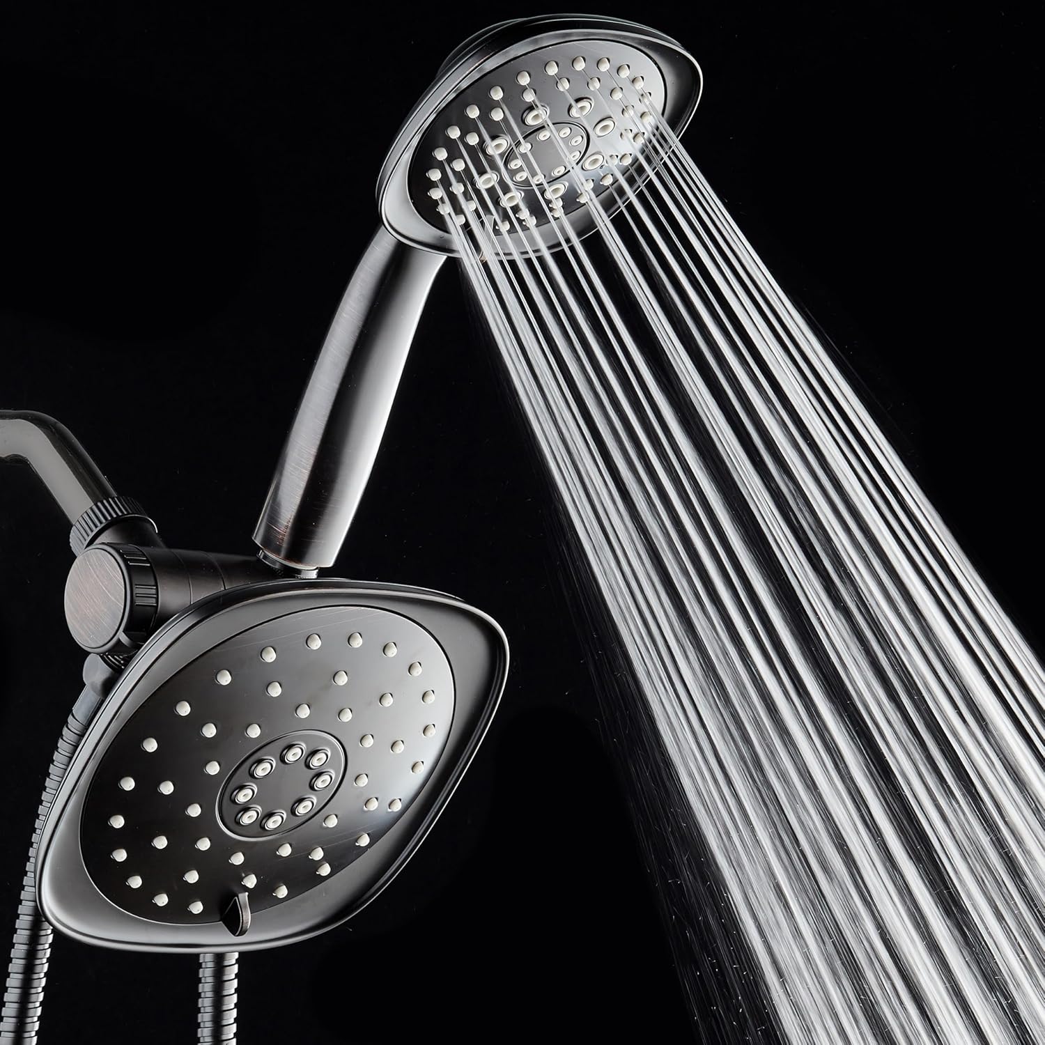 AquaDance Luxury Square High-Pressure Giant 7.3" Rain Shower Head/Handheld Spa Combo. Extra-Long 72" Stainless Steel Hose, 3-way Flow Diverter, Oil-Rubbed Bronze Finish