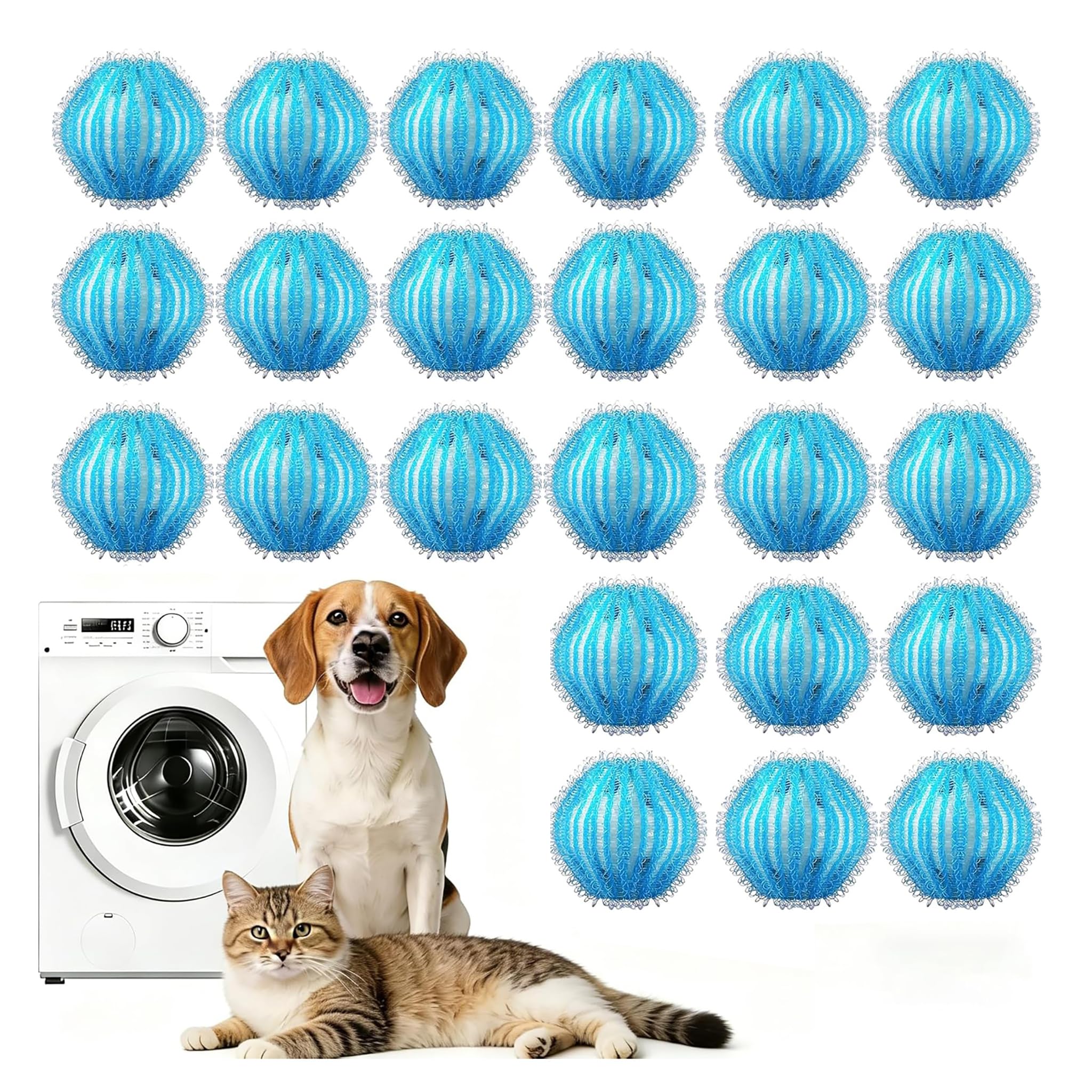 Xiaojlhong Blue 24Pcs Pet Hair Remover Laundry Balls, Reusable Lint Catcher Washing Machine