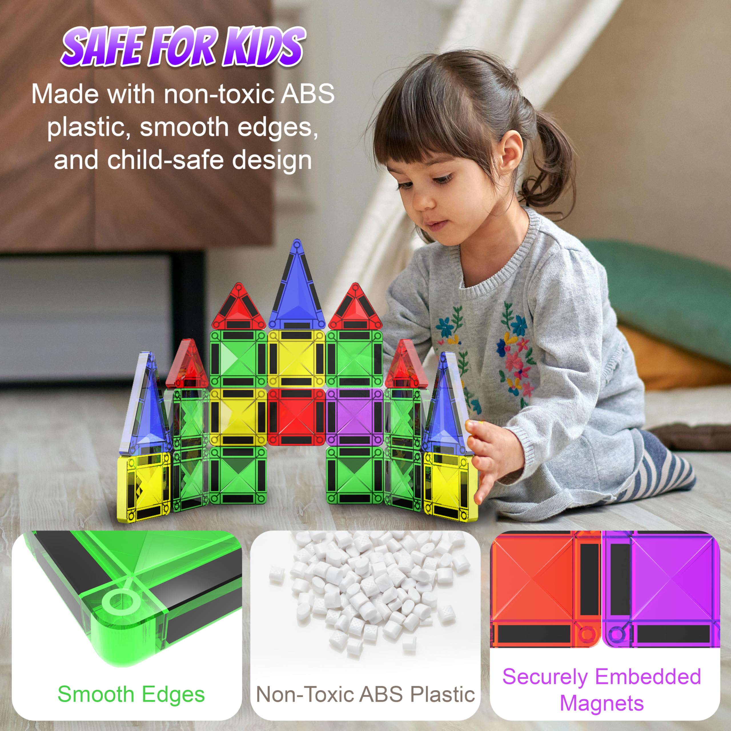 Micro Magnetic Tiles Building Blocks Toy - Image 3
