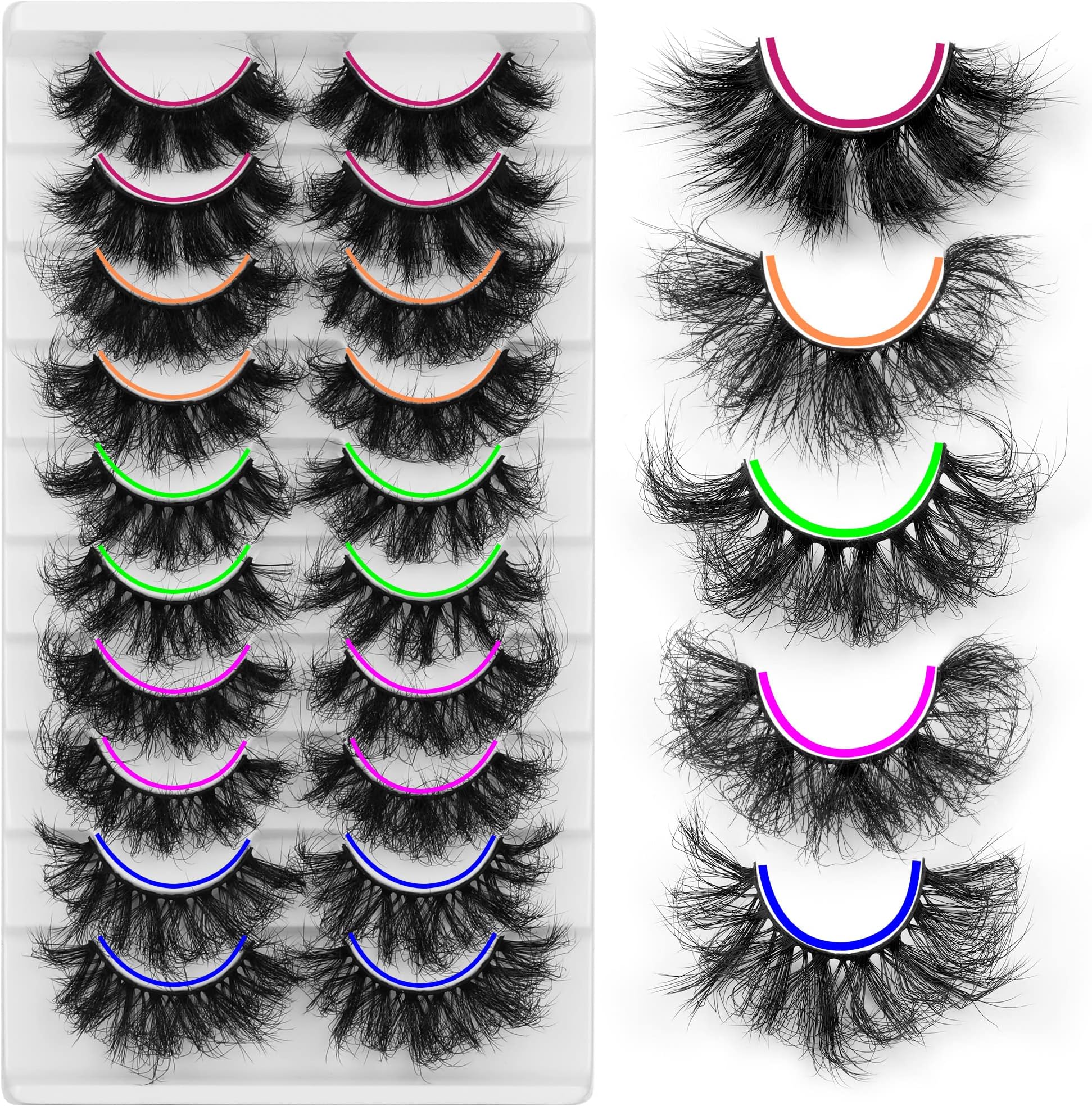 FocipeysaFluffy Mink Lashes Wispy Dramatic False Eyelashes 10D Full Volume Messy Fake Lashes 10 Pairs 5 Styles Lash Pack
