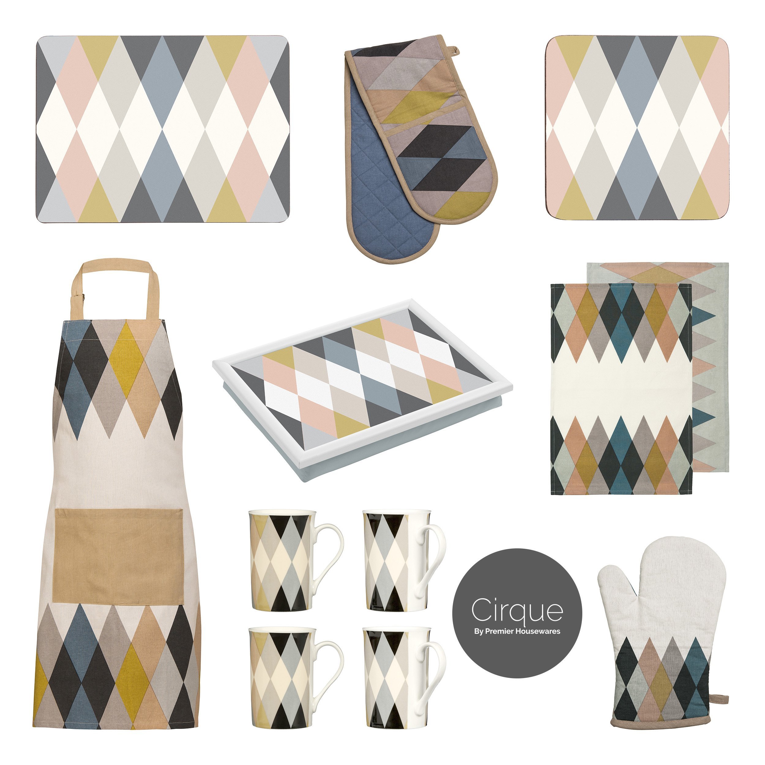 PREMIER Housewares Set 4 Tovagliette All'americana In Sughero - Cirque, Multicolore, Facili Da Pulire, Antigraffio