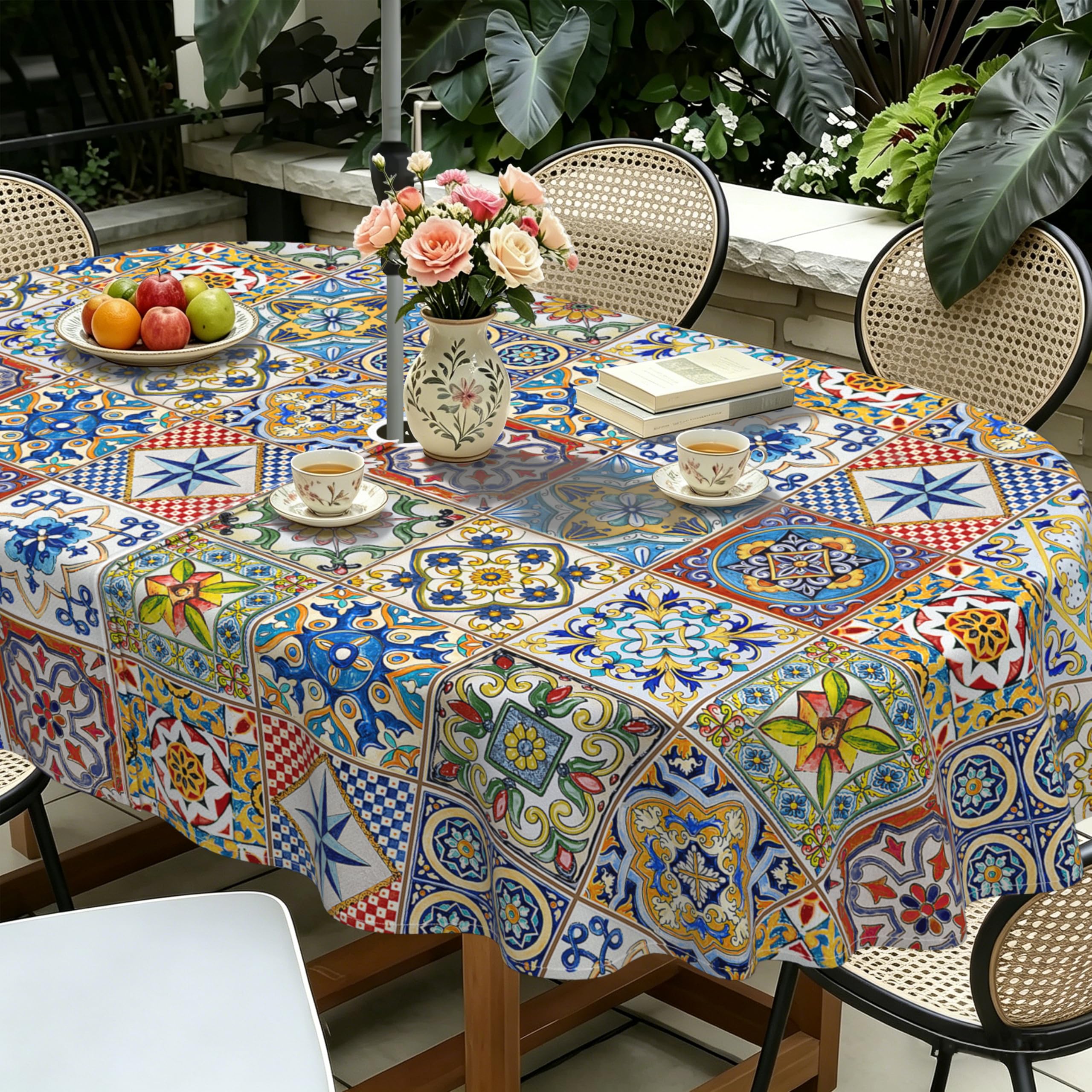 Yighty Outdoor Tablecloth with Umbrella Hole 60x84inch