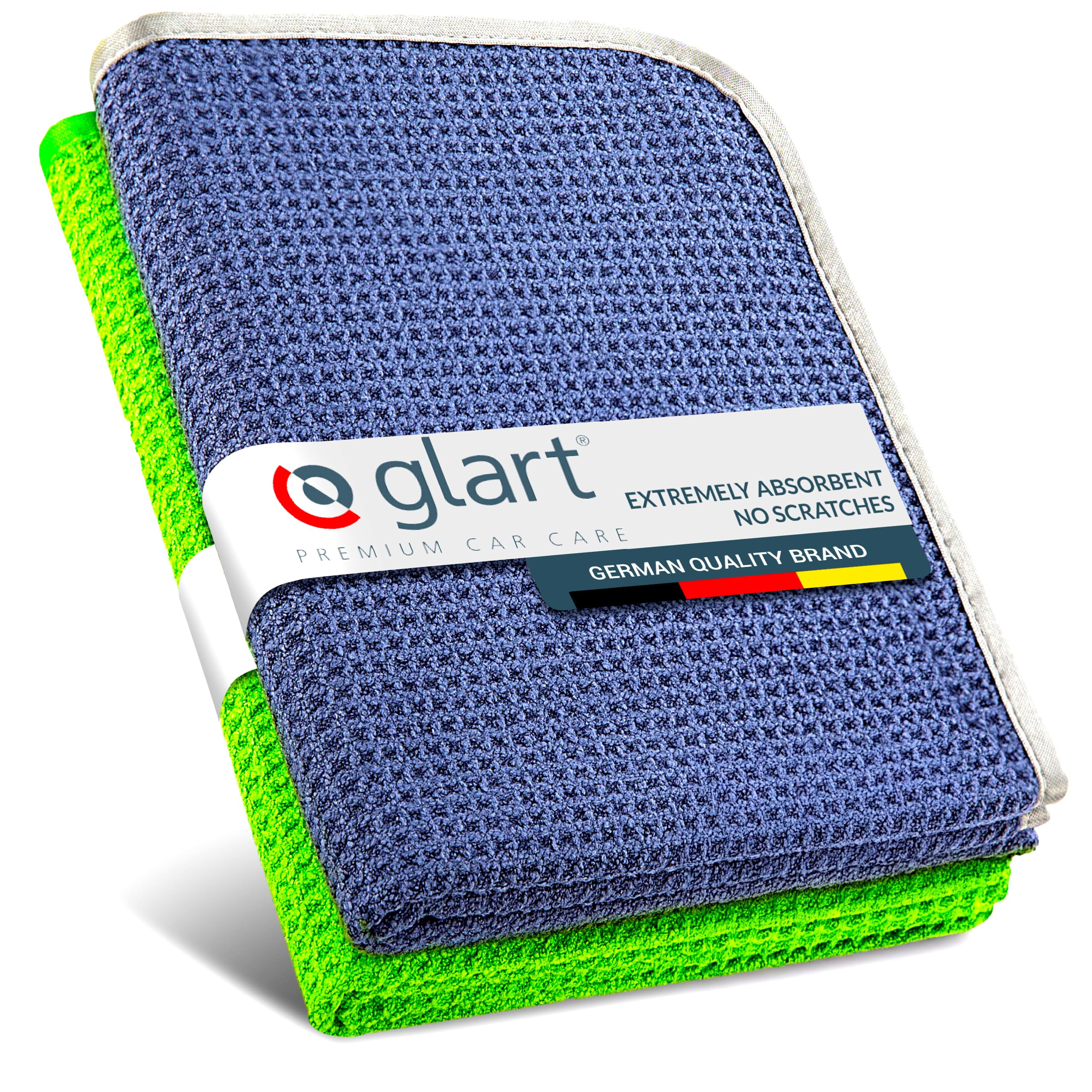 Glart 47TG Microfiber Towels 2-pack - XXL Car Drying Towels 70x40 cm - absorbent, lint-free, scratch-free - gentle drying for paintwork after hand wash - German quality brand.