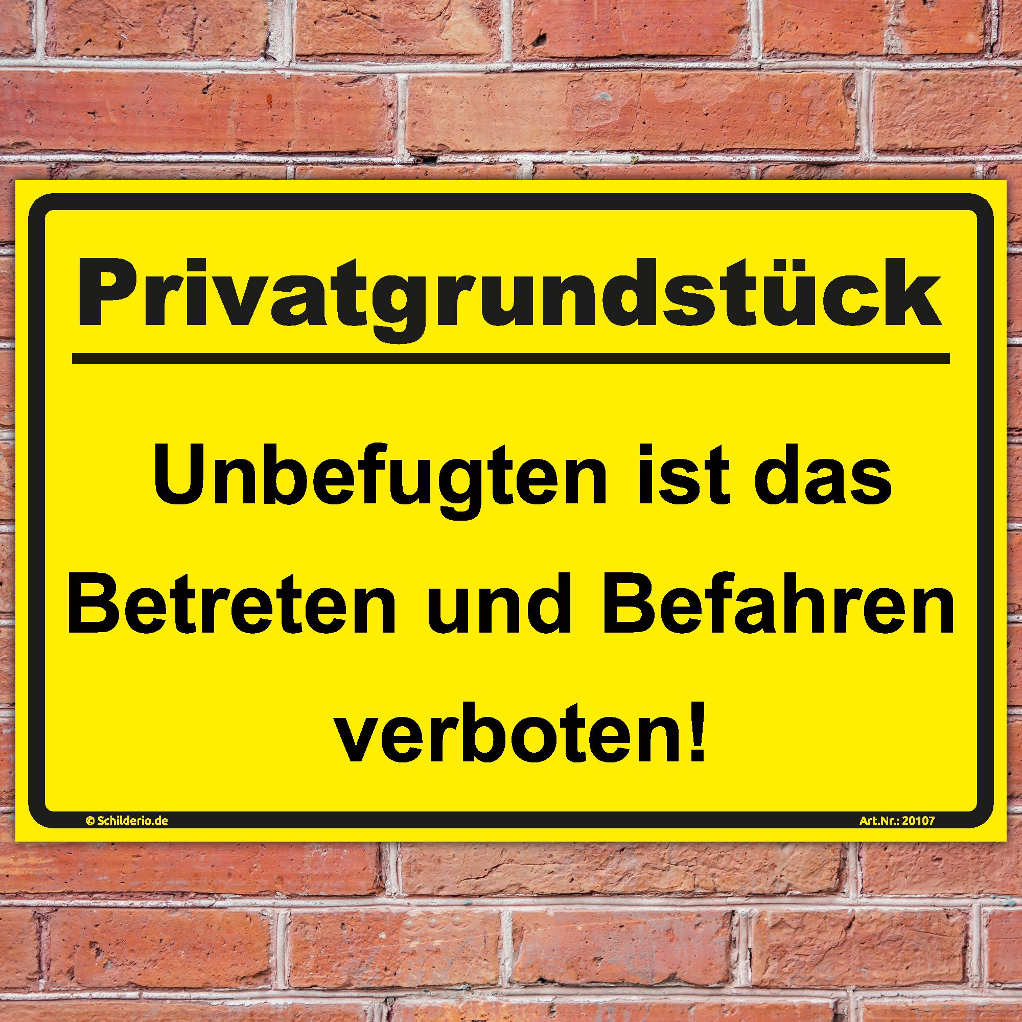 Schild "Privatgrundstück" Hinweisschild 600x400 mm gelb,stabile Aluminiumverbundplatte 3mm stark - inkl. 4 Eckbohrungen