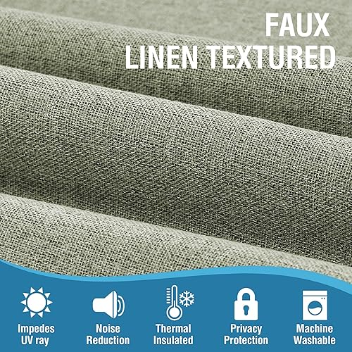 Miniatura 4 de H.VERSAILTEX Cortinas 100% opacas con aspecto de lino para dormitorio, cortinas de bloqueo de luz completa de 63 pulgadas con doble cara de lino con