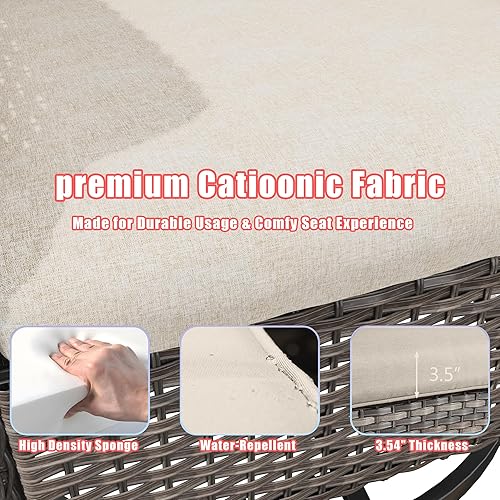 Miniatura 7 de MeetLeisure Silla giratoria para patio al aire libre, silla giratoria de 360 grados con cojines de tela de capa catiónica repelentes al agua de 3.5