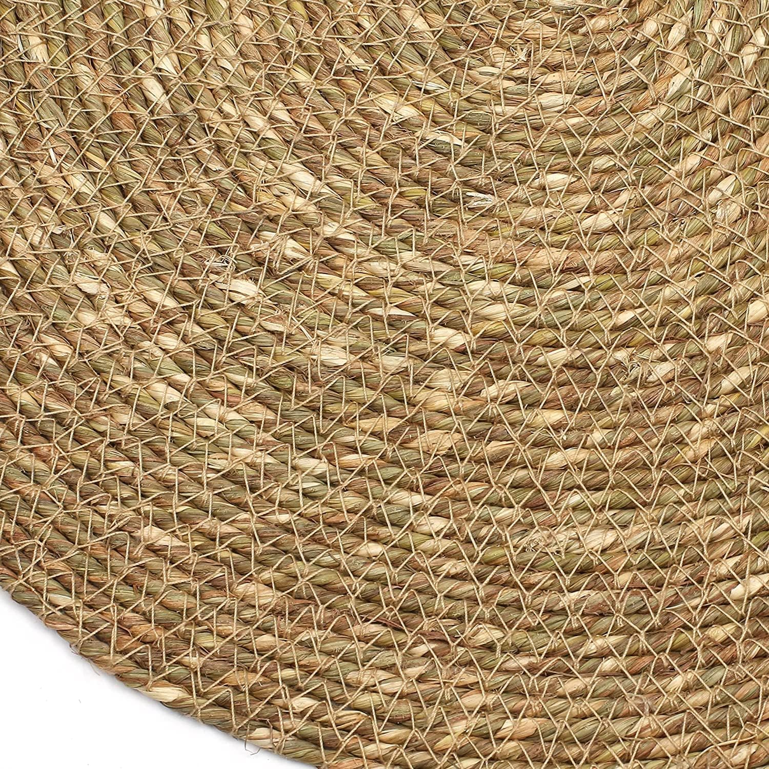 Natural Color Seagrass Serving Placemat Set of 2 - Decoratve Table Mat Beautiful 13 Inch Round Chargers for Dinner Plates Dining Table Christmas Decoration Event Dinner Parties Wedding