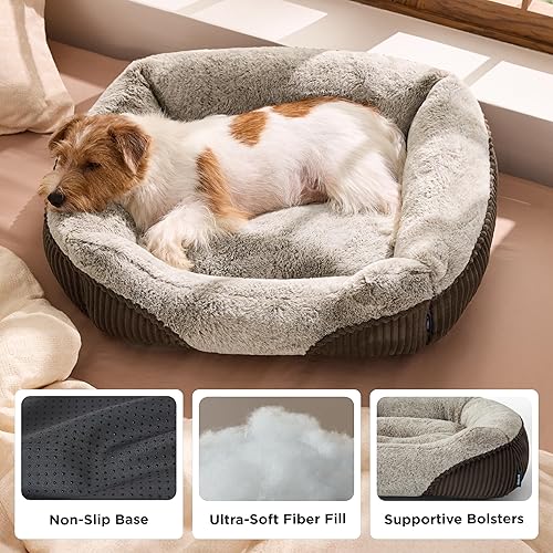Miniatura 3 de Bedsure Cama lavable para perro de tamaño pequeño y mediano Cama rectangular de felpa esponjosa para mascotas, cómodo forro polar de pana y parte