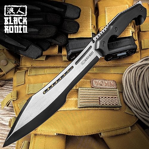 Miniatura 3 de Black Ronin Machete y funda Stealth | Hoja de acero inoxidable de espiga completa | Acabado negro y satinado | Básculas ergonómicas de mango de
