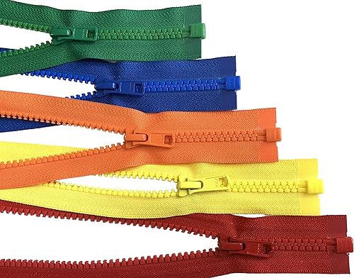 Ykk #5 Vislon Separating Jacket Zippers para coser chaqueta de abrigo - Cremalleras de plástico a granel 5 o 10 colores mezclados (22 pulgadas, 5