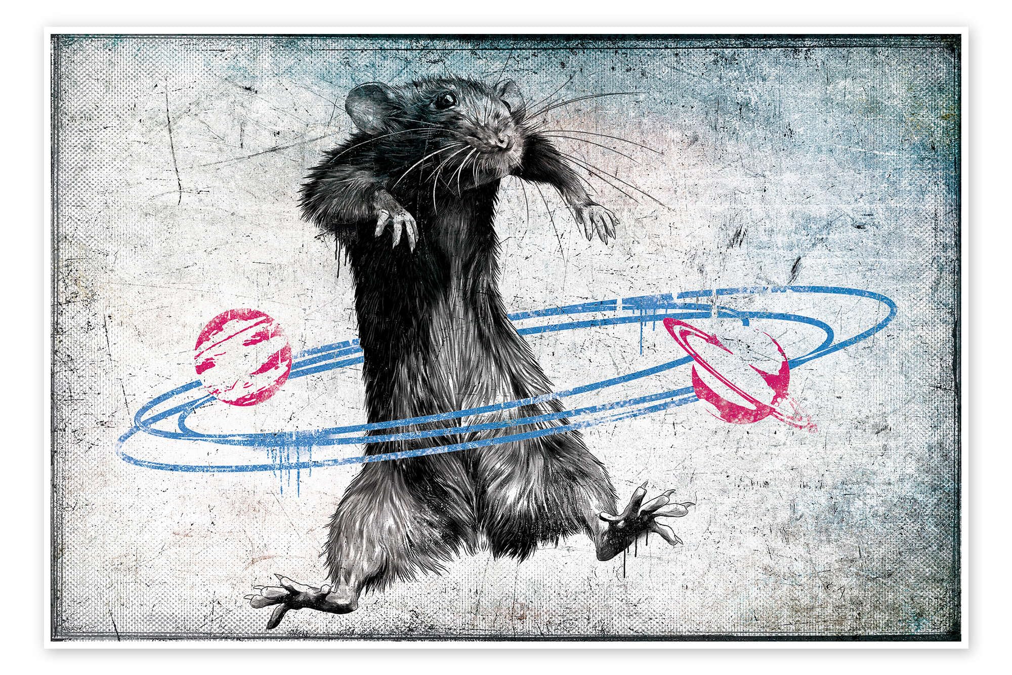 Banksy - Solar System Rat Plakat
