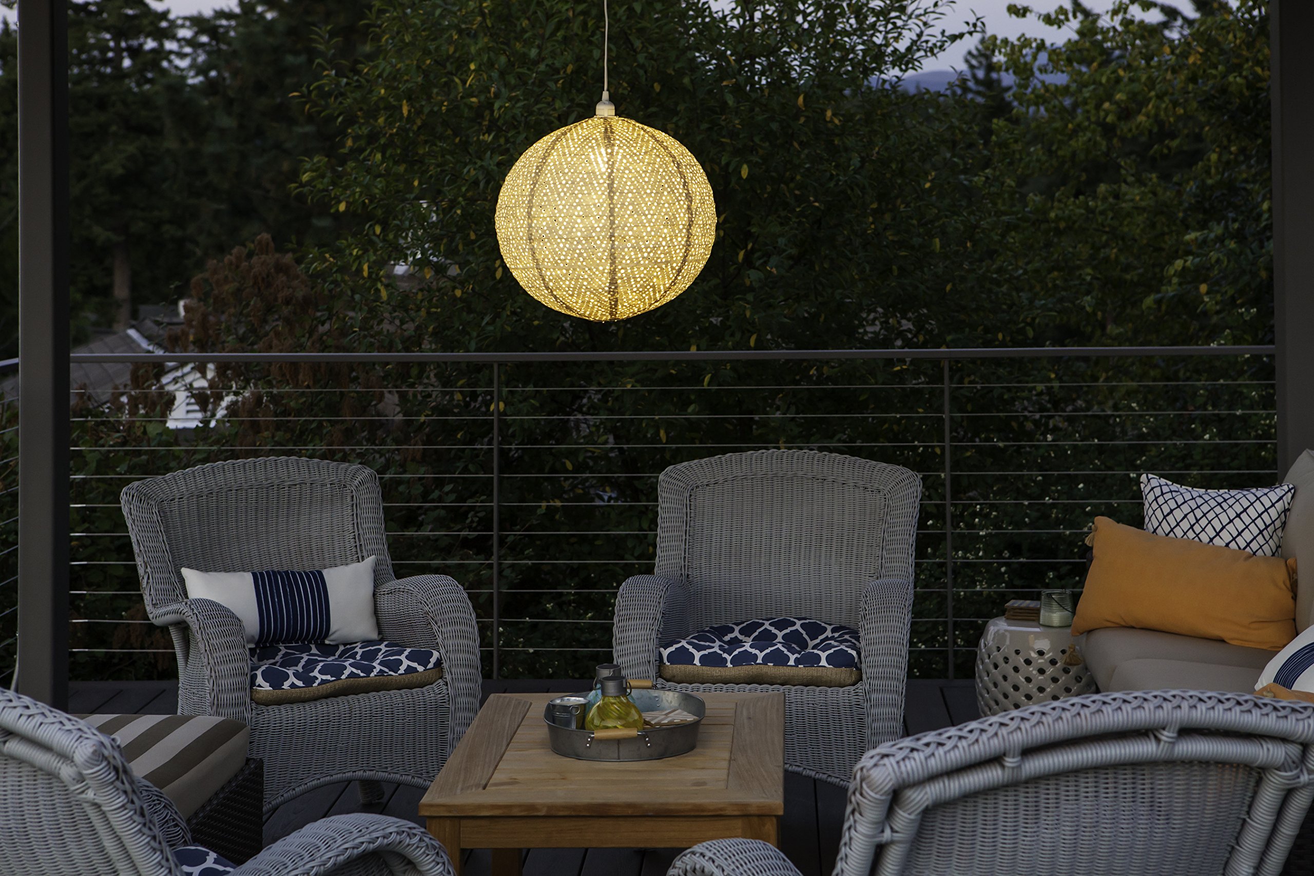 Allsop Home & Garden Soji Stella Nova Chevron Pearl  18IN Indoor/Outdoor Tyvek Pendant Lamp (120V)