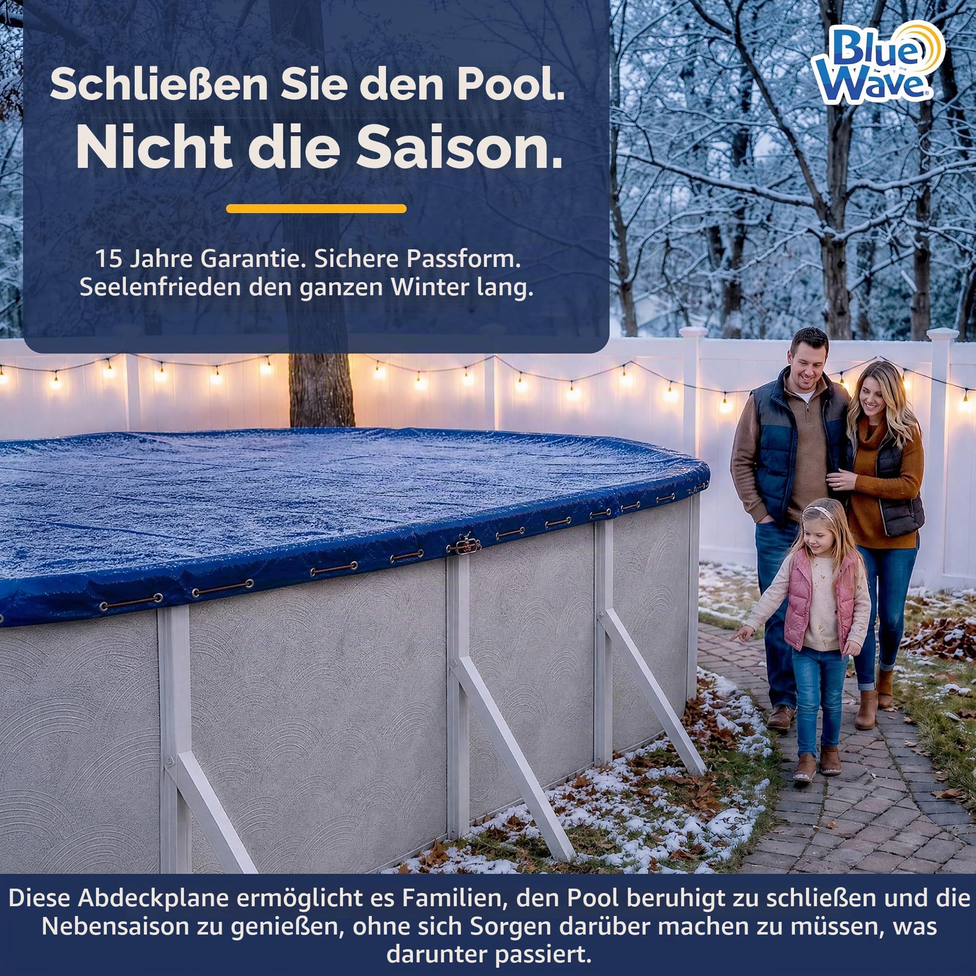 Blue Wave BWC918 Gold Abdeckplane für den Winter, oval, 3,7 x 7,3 m, Königsblau