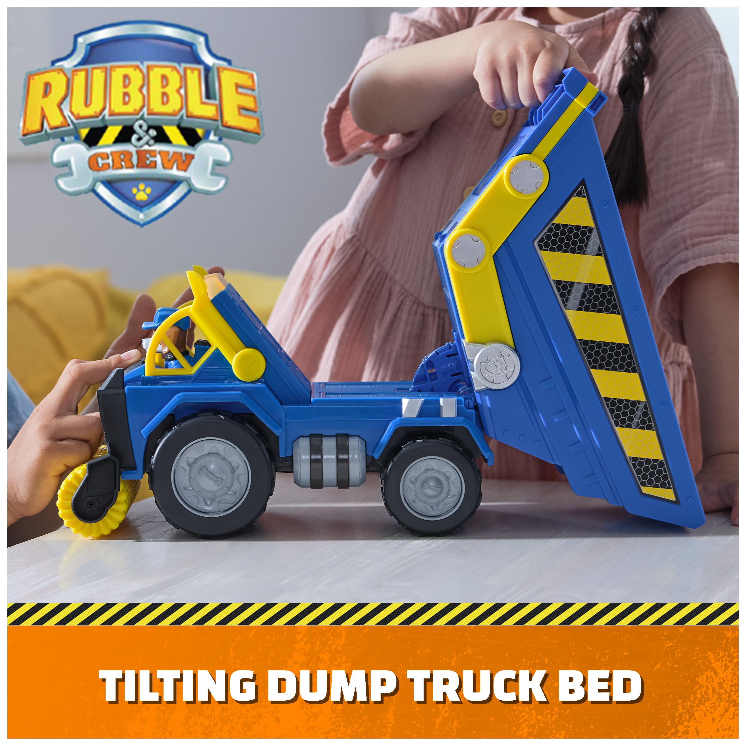 Rubble and Crew, Bark Yard Deluxe Dump Truck Construction Vehicle with Lights, Sounds and Wheeler Action Figure, Kids Toys for Boys and Girls Aged 3 and up - Image 3