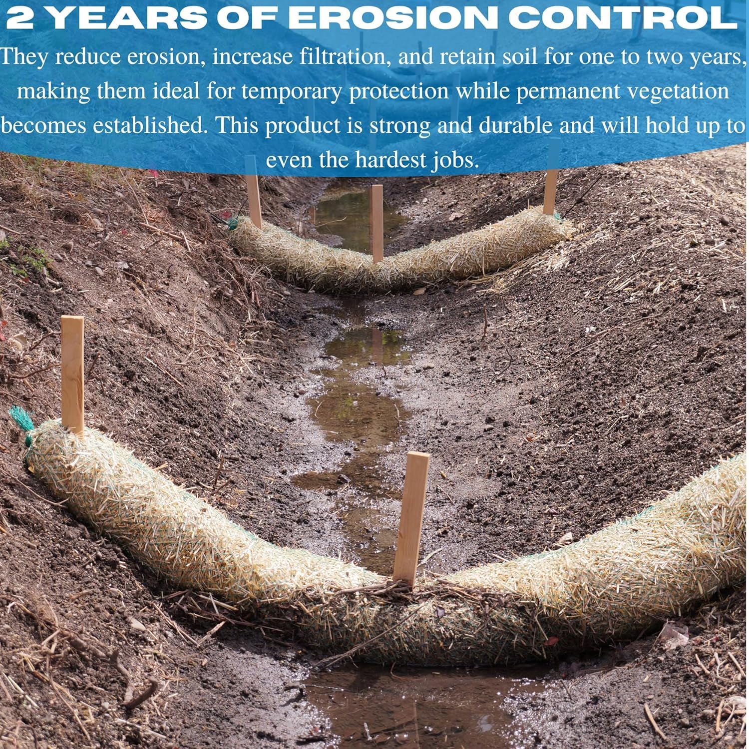 Vapor Barrier Supply - Straw Wattle - Straw Wattle, Wattles, Erosion Control, Slope Stabilization, Erosion Control Blanket, Straw Log (8