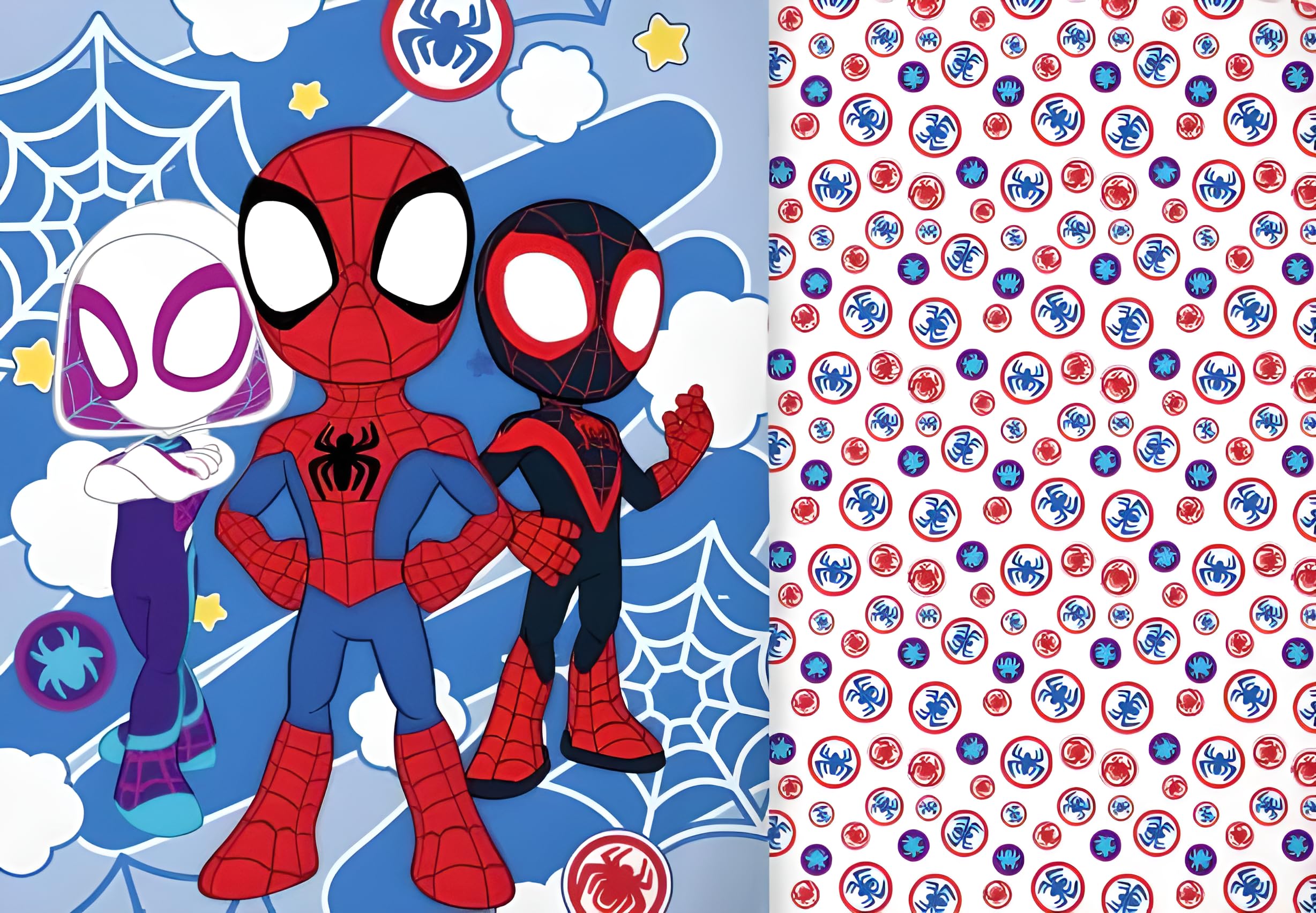 BrandMac Spidey & Friends Ensemble de Linge de lit pour Enfants | Housse de Couette 140 x 200 cm + Taie d’Oreiller 50 x 70 cm, 100% Coton | Linge de lit pour Enfants Doux et Respirant