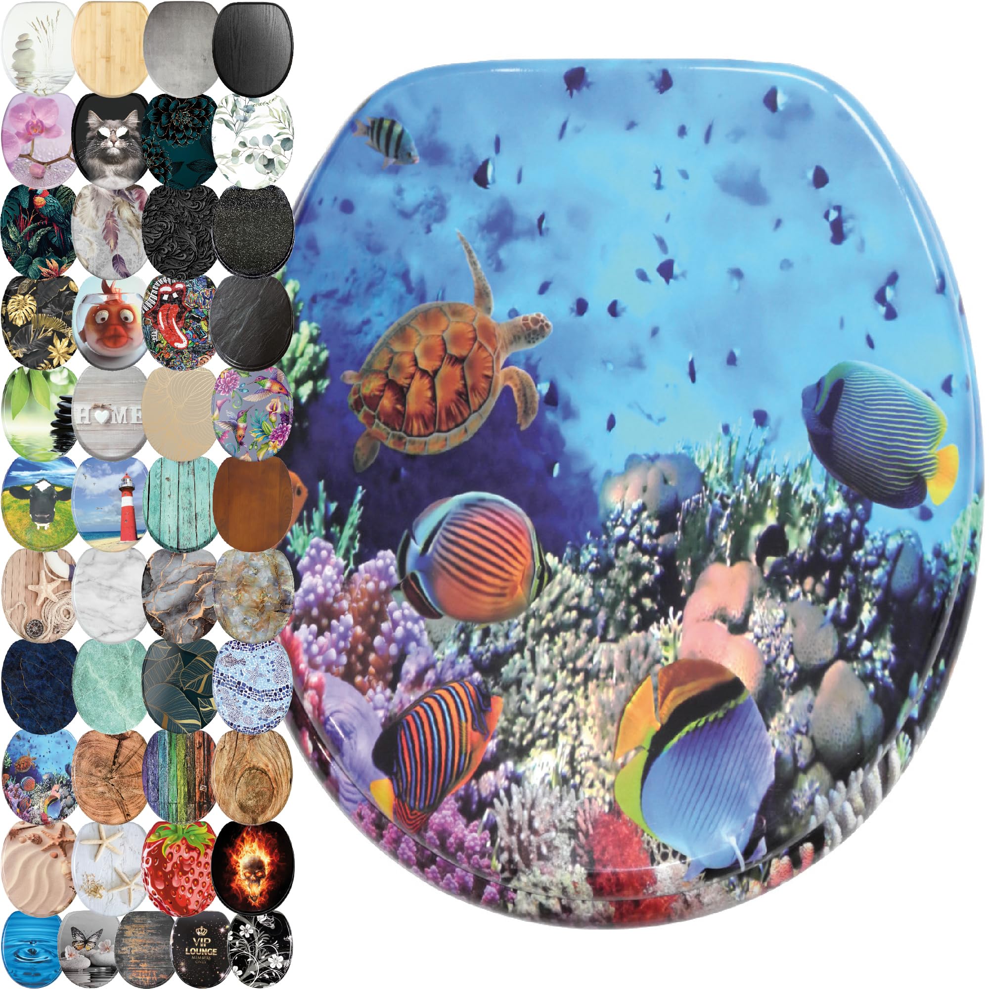Sanilo Ocean Toilet Seat, Great Range Of Colorful Toilet Seats, Stable Hinges, Easy To Mount (Ocean)