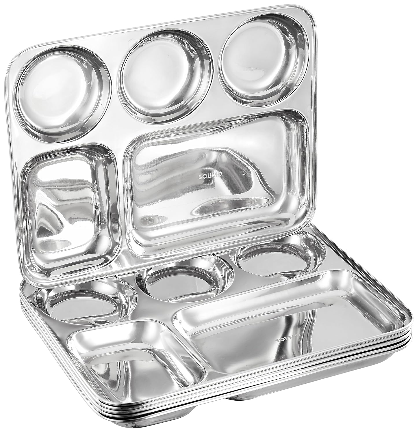Amazon Brand – Solimo Tray with Compartments | Stackable | Use Indoors or Outdoors | Stainless Steel | Set of 6 offers donot miss Amazon Brand – Solimo Tray with Compartments | Stackable | Use Indoors or Outdoors | Stainless Steel | Set of 6 offers donot miss