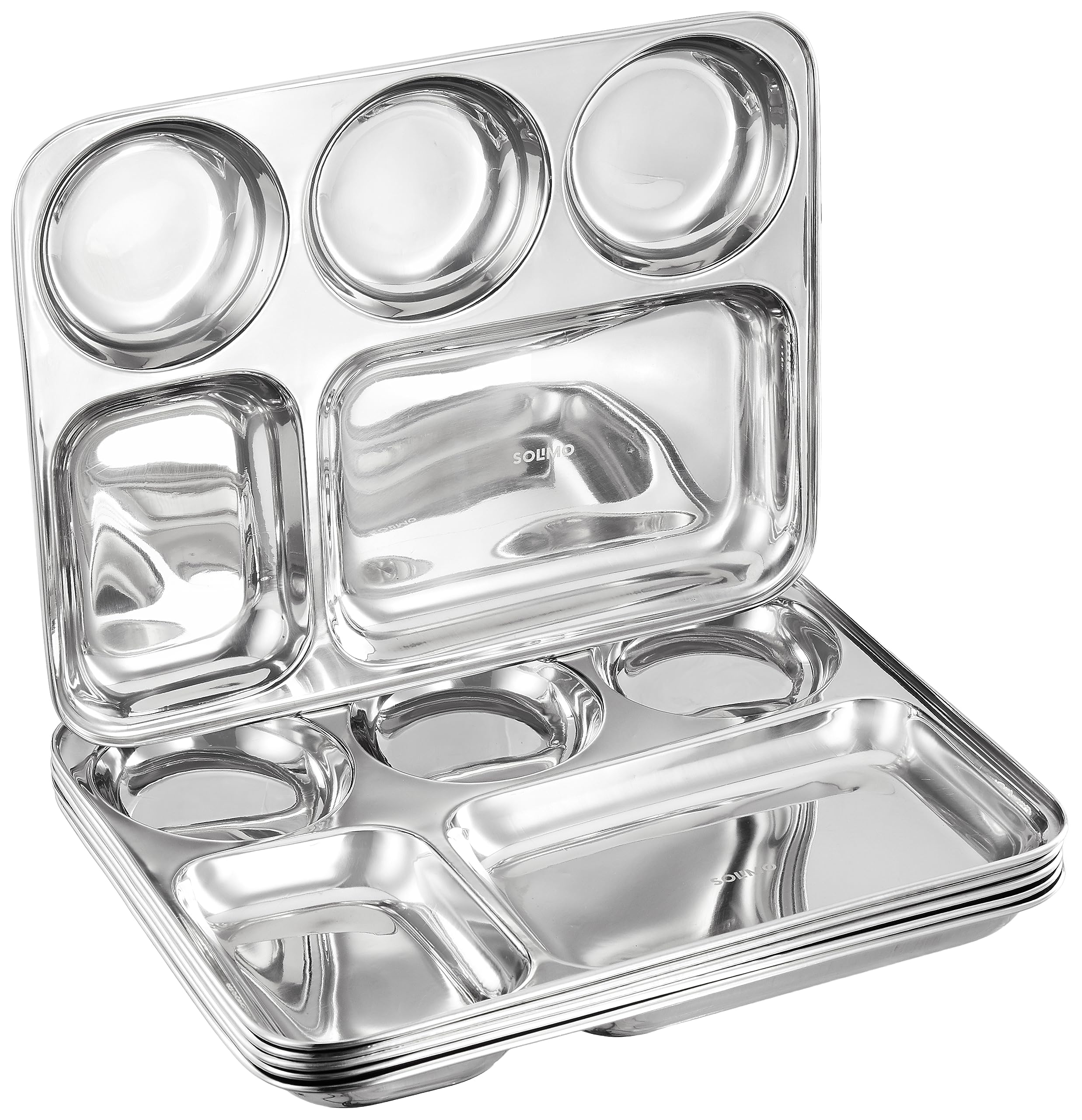 Amazon Brand - Solimo Tray with Compartments | Stackable | Use Indoors or Outdoors | Stainless Steel | Set of 6 (B0CB5P7HCB) Amazon Price History, Amazon Price Tracker
