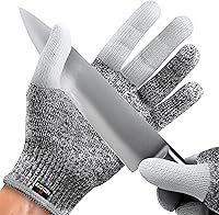 NoCry Level 5 Cut Resistant Gloves with 3-Finger Stainless Steel Reinforcement - Food Safe Kitchen Safety for Men & Women